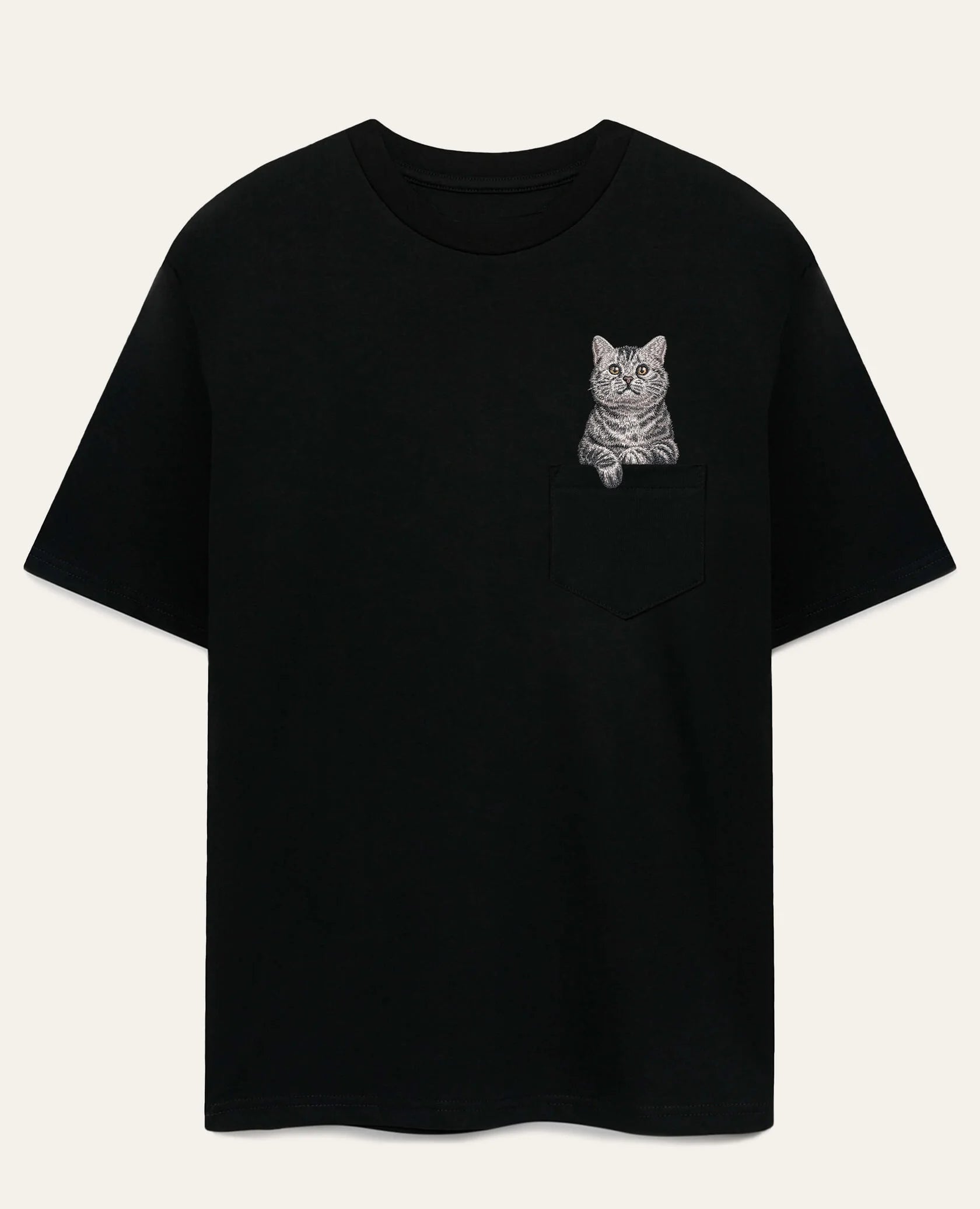 Koszulka z haftem Kot szkocki (tabby) (szary)