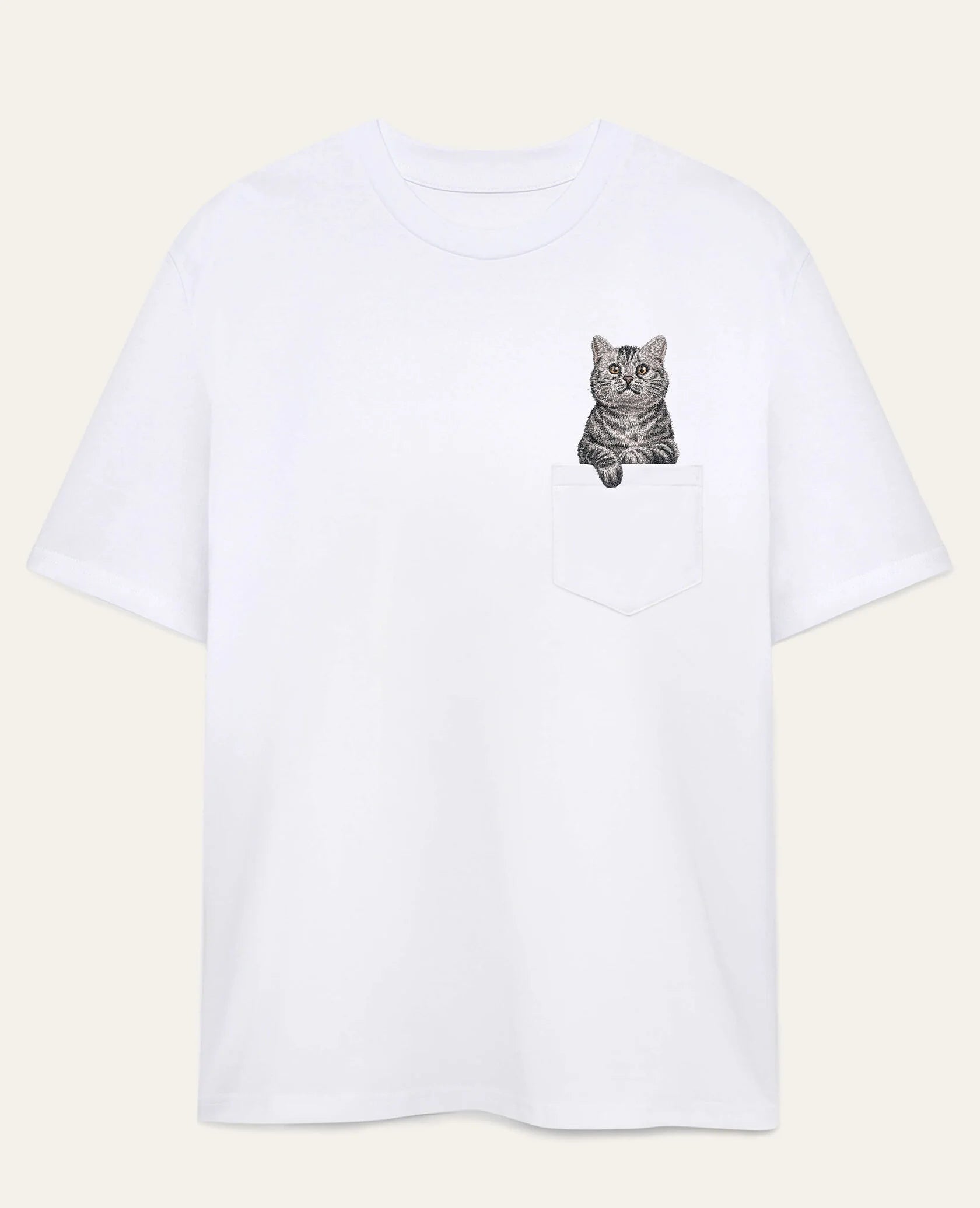 Koszulka z haftem Kot szkocki (tabby) (szary)