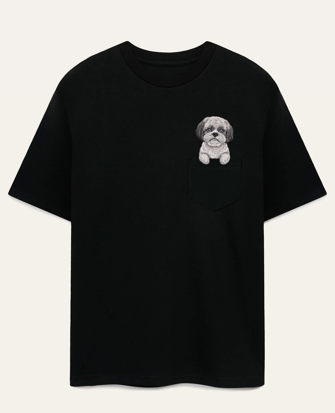 Koszulka z haftem Shih tzu (szary)
