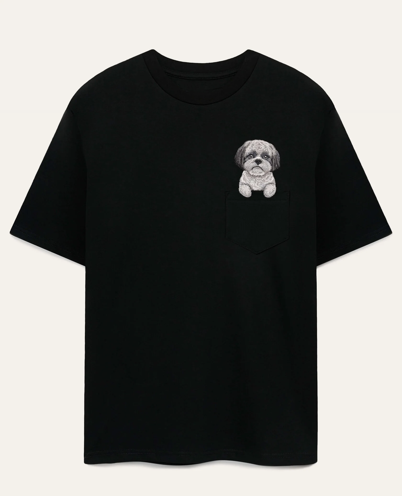 Koszulka z haftem Shih tzu (szary)