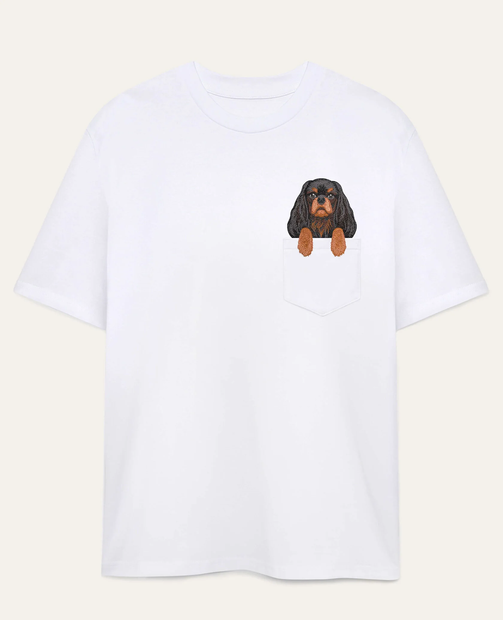 Koszulka z haftem cavalier King Charles Spaniel (czarno-podpalany)