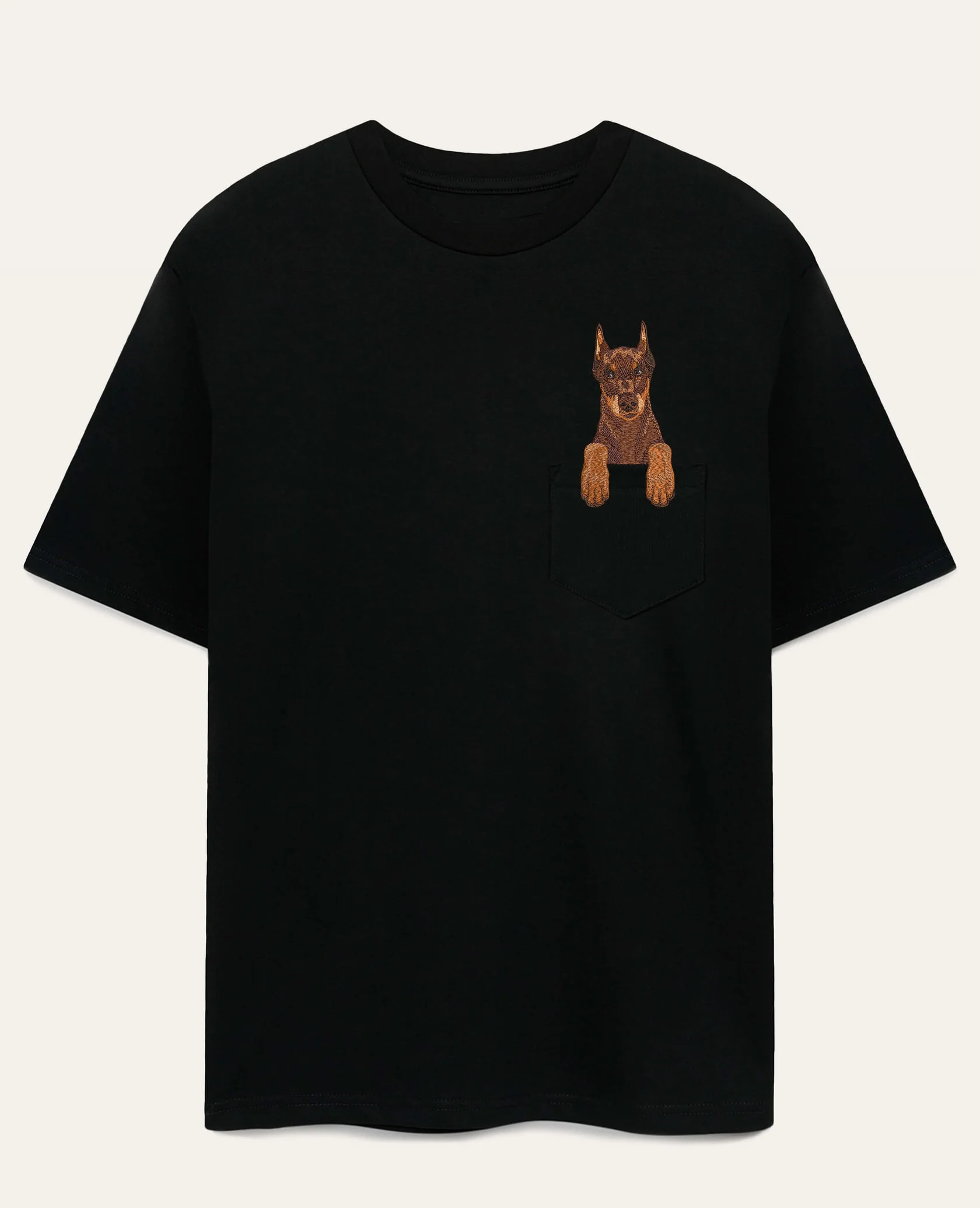 Koszulka z haftem Doberman (brązowy)