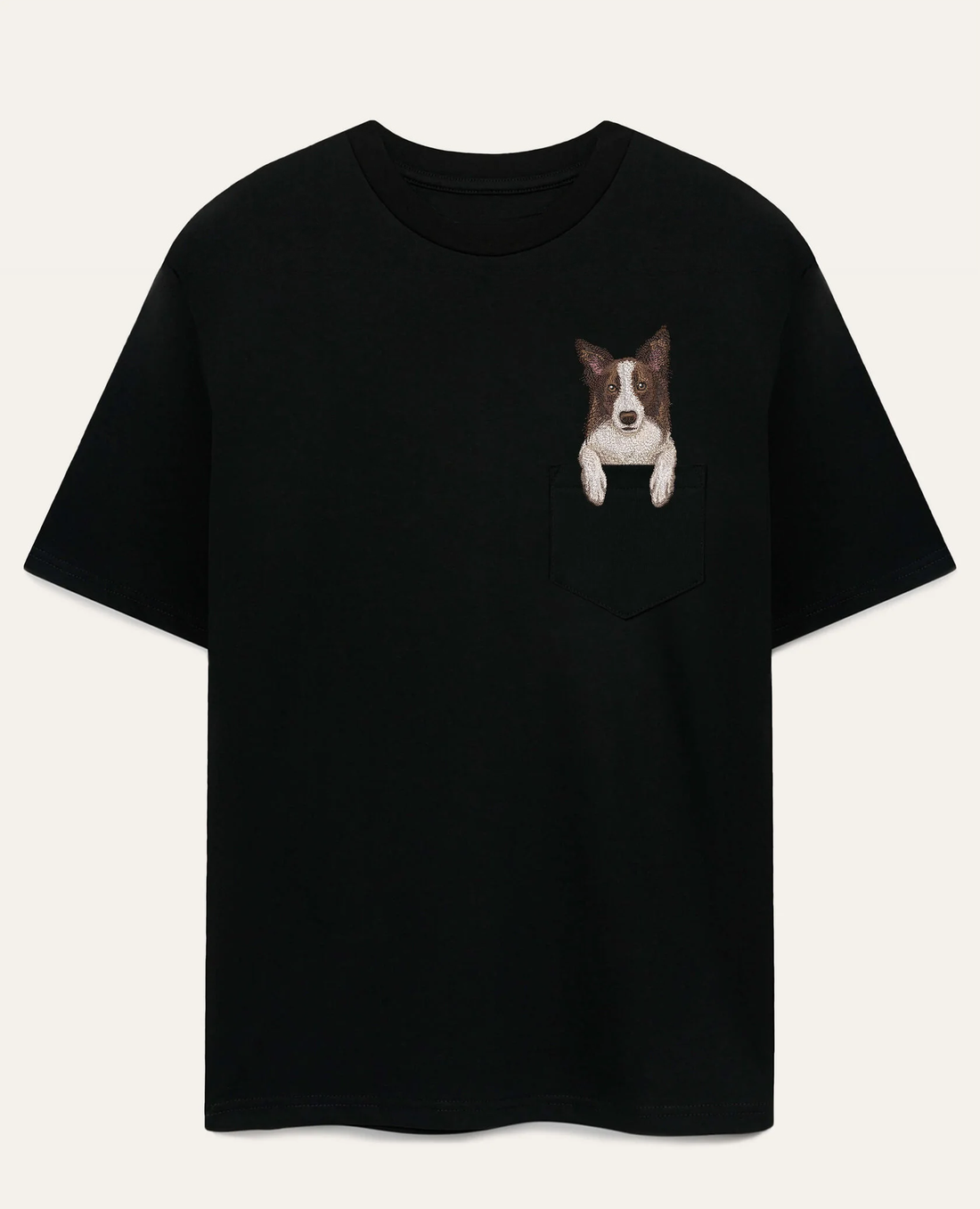 Koszulka z haftem Border collie (brązowy)