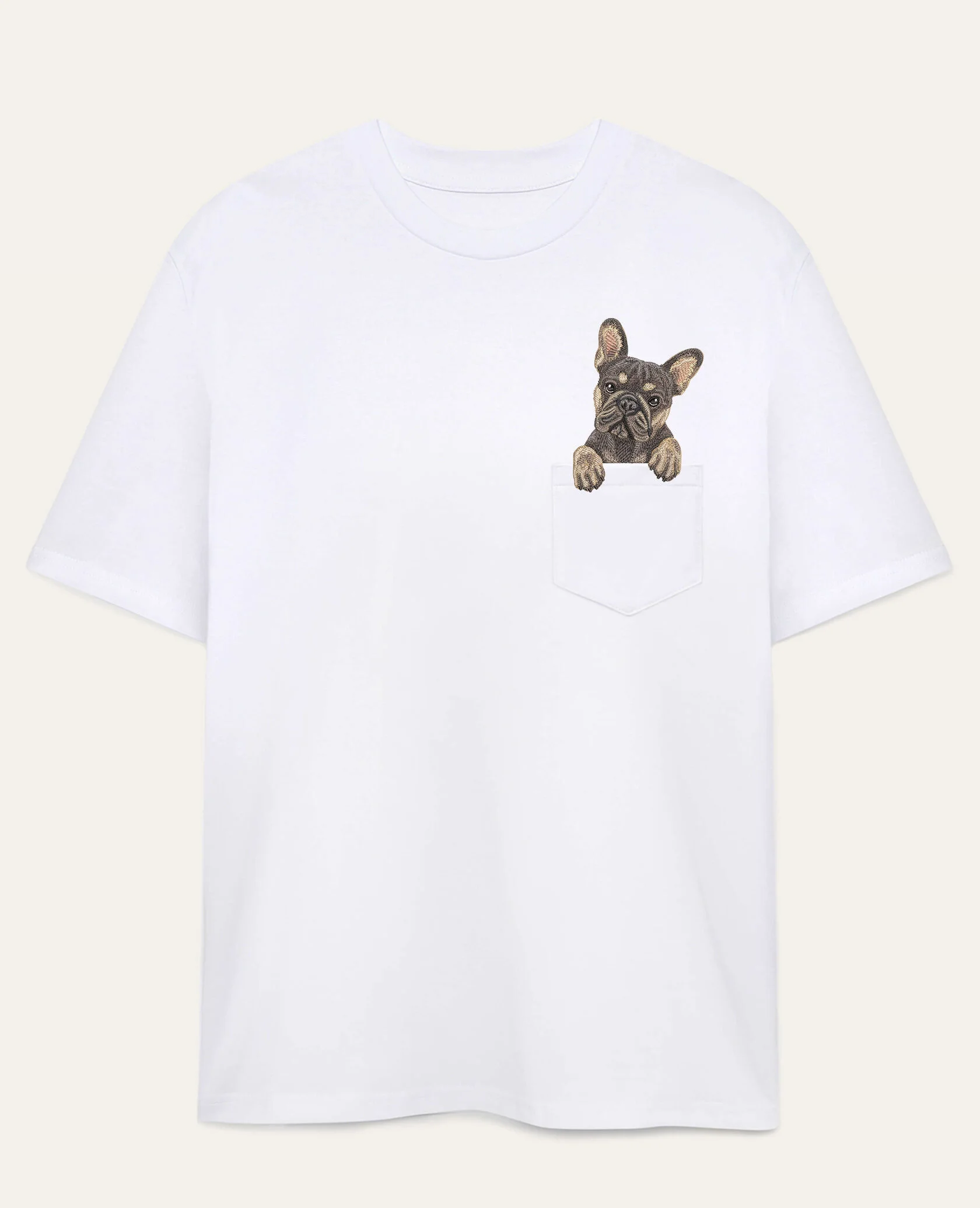 Koszulka z haftem Buldog francuski (blue tan)