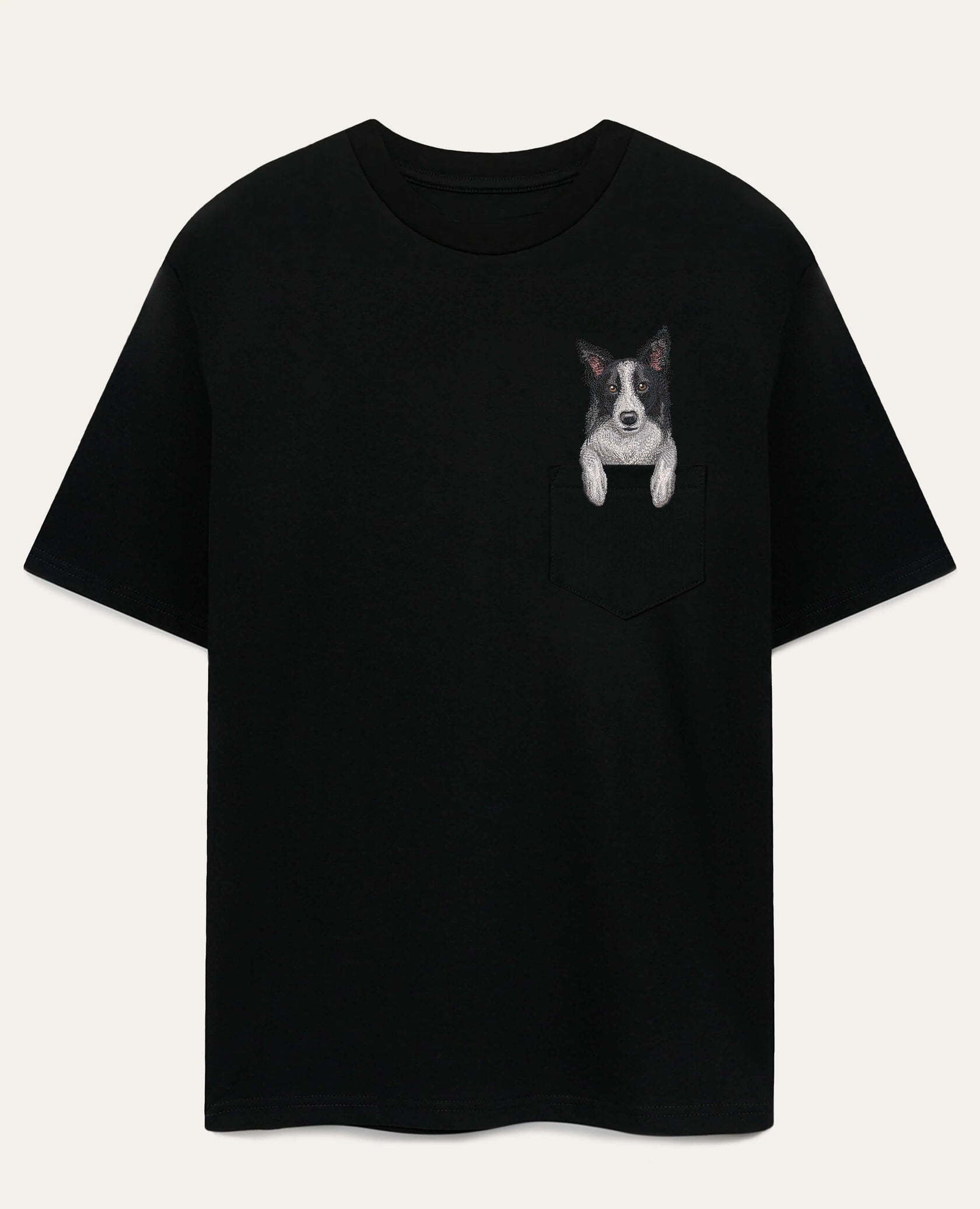 Koszulka z haftem Border collie (czarny)