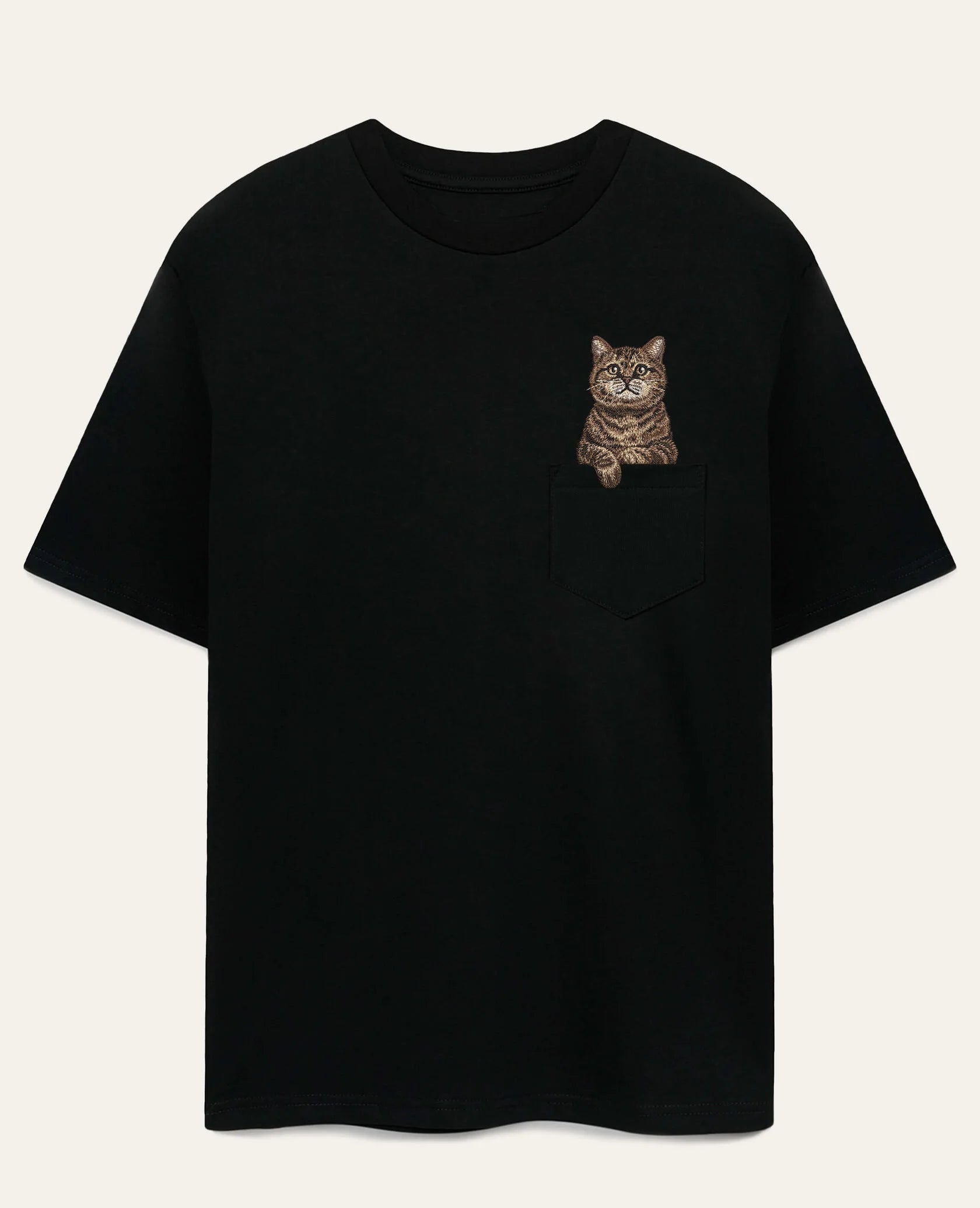 Koszulka z haftem Kot szkocki (tabby) (brązowy)