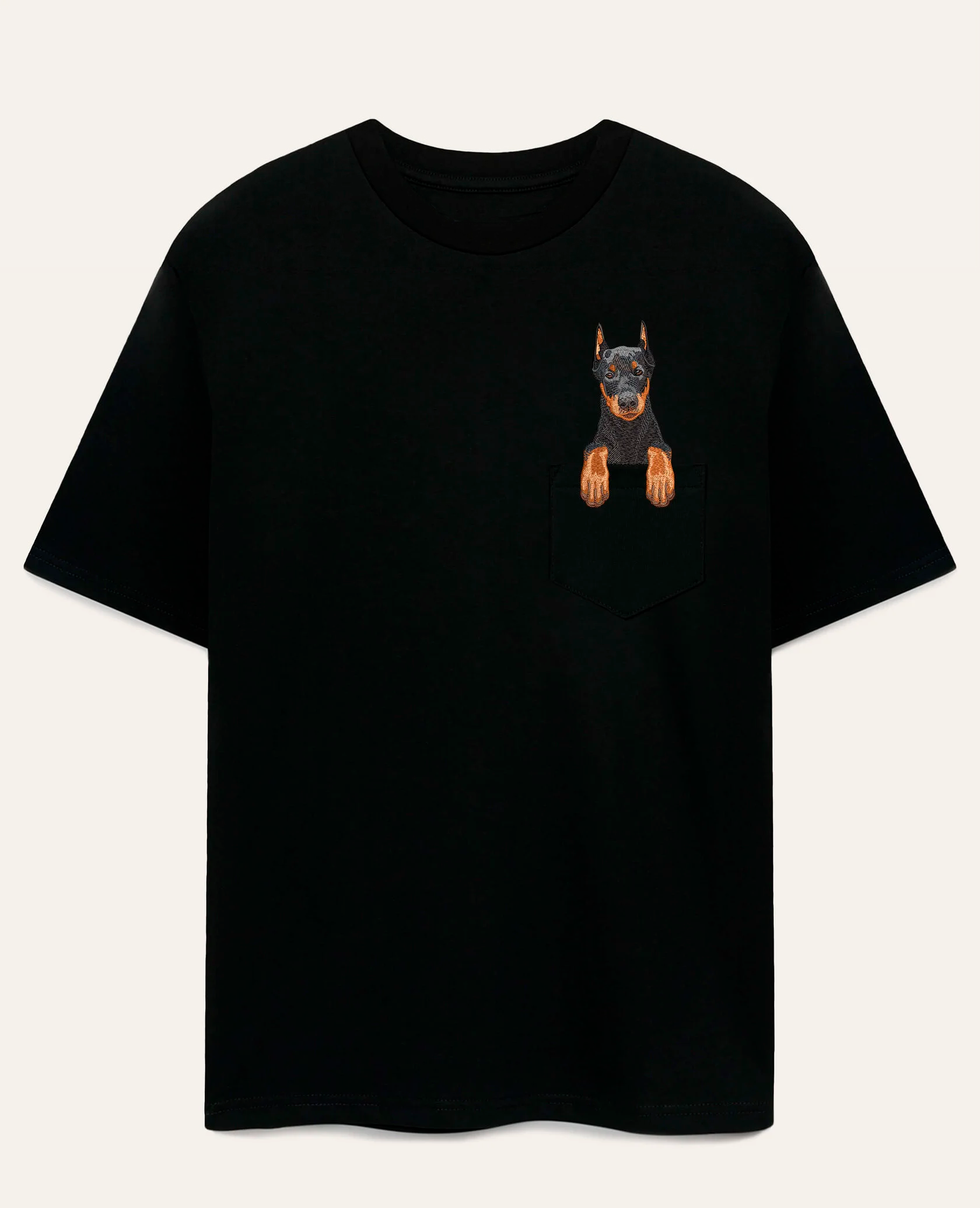 Koszulka z haftem Doberman (czarny)