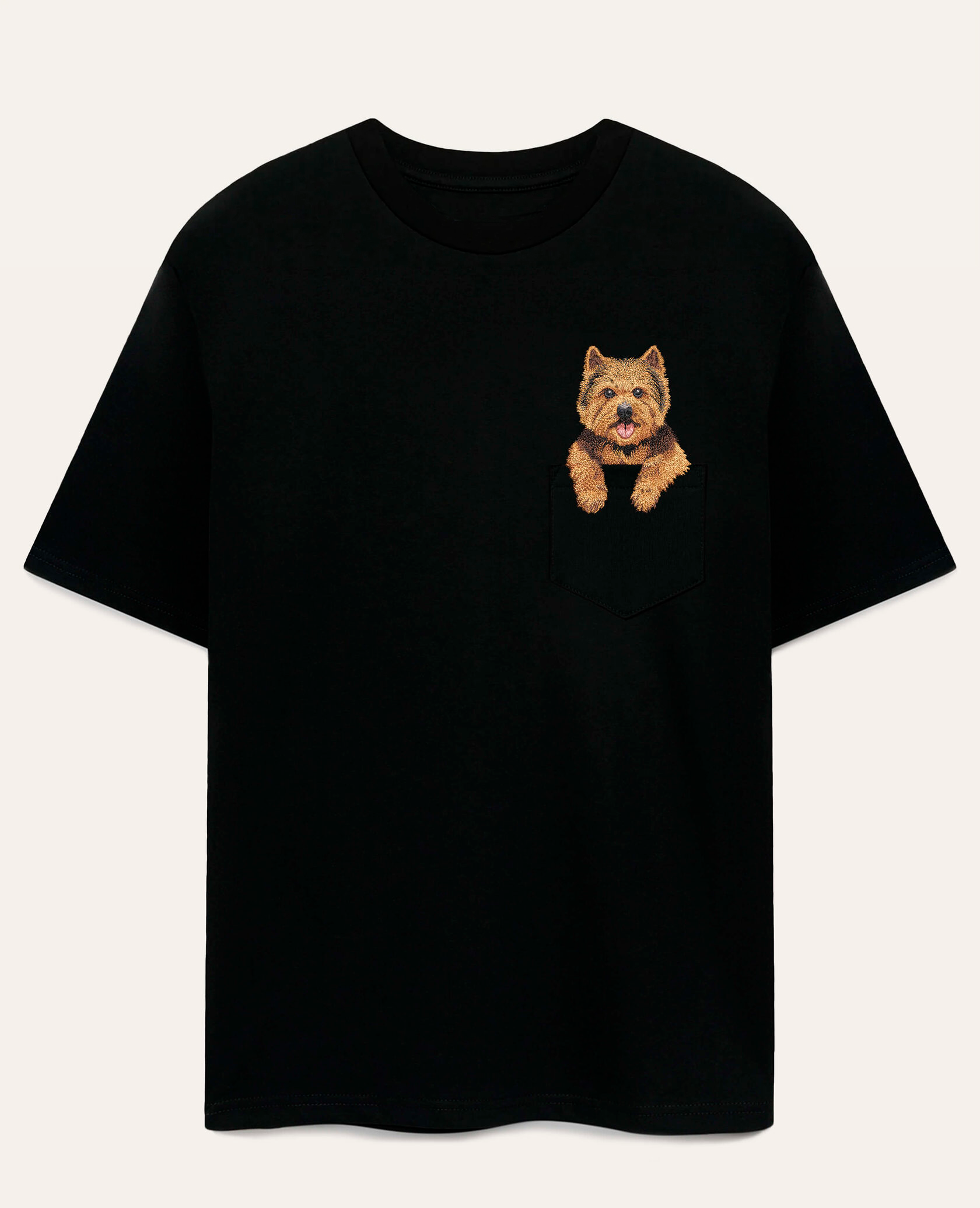 Koszulka z haftem Norwich terrier (czarno-rudy)