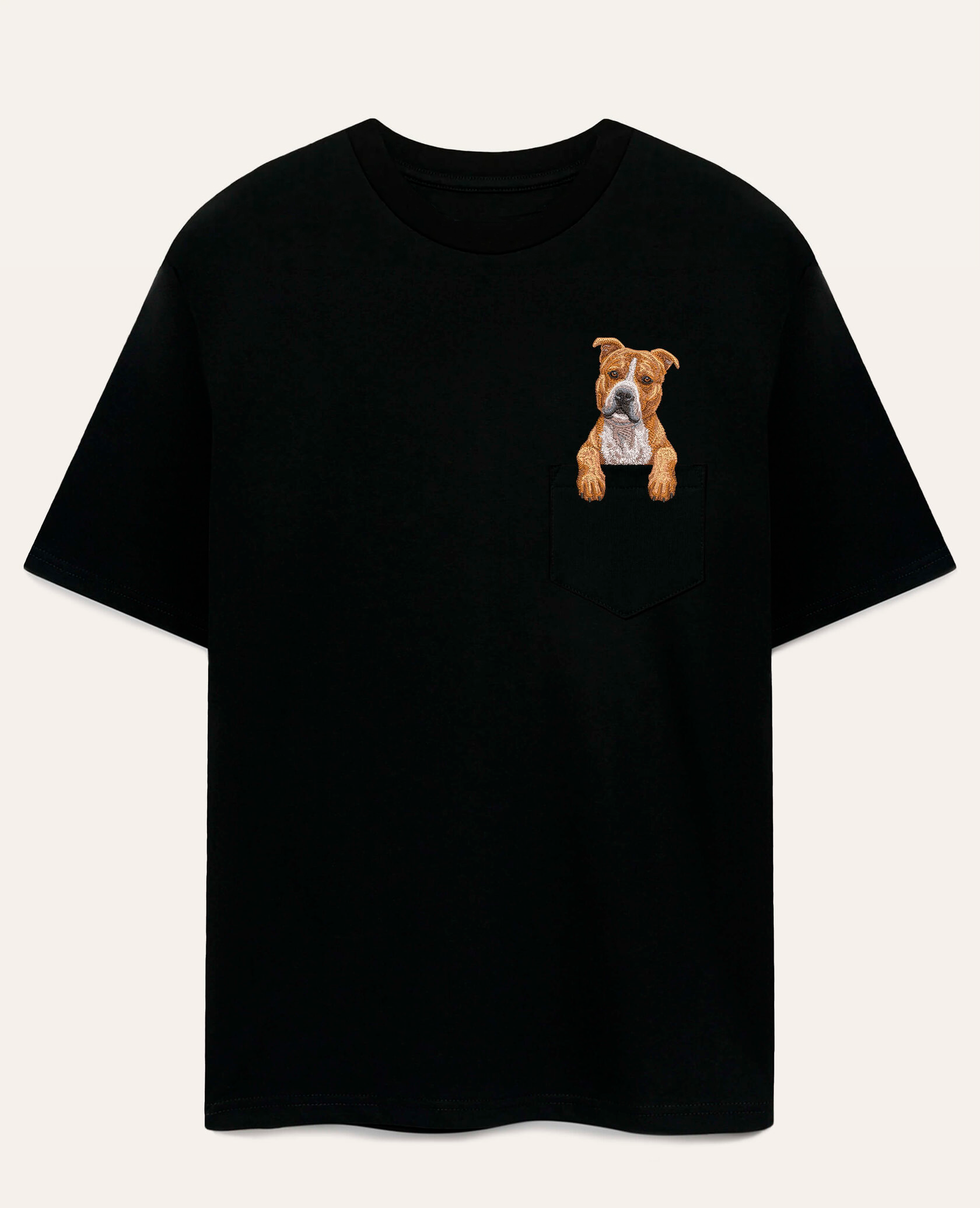 Koszulka z haftem Staffordshire terrier niekopiowany (brązowy)