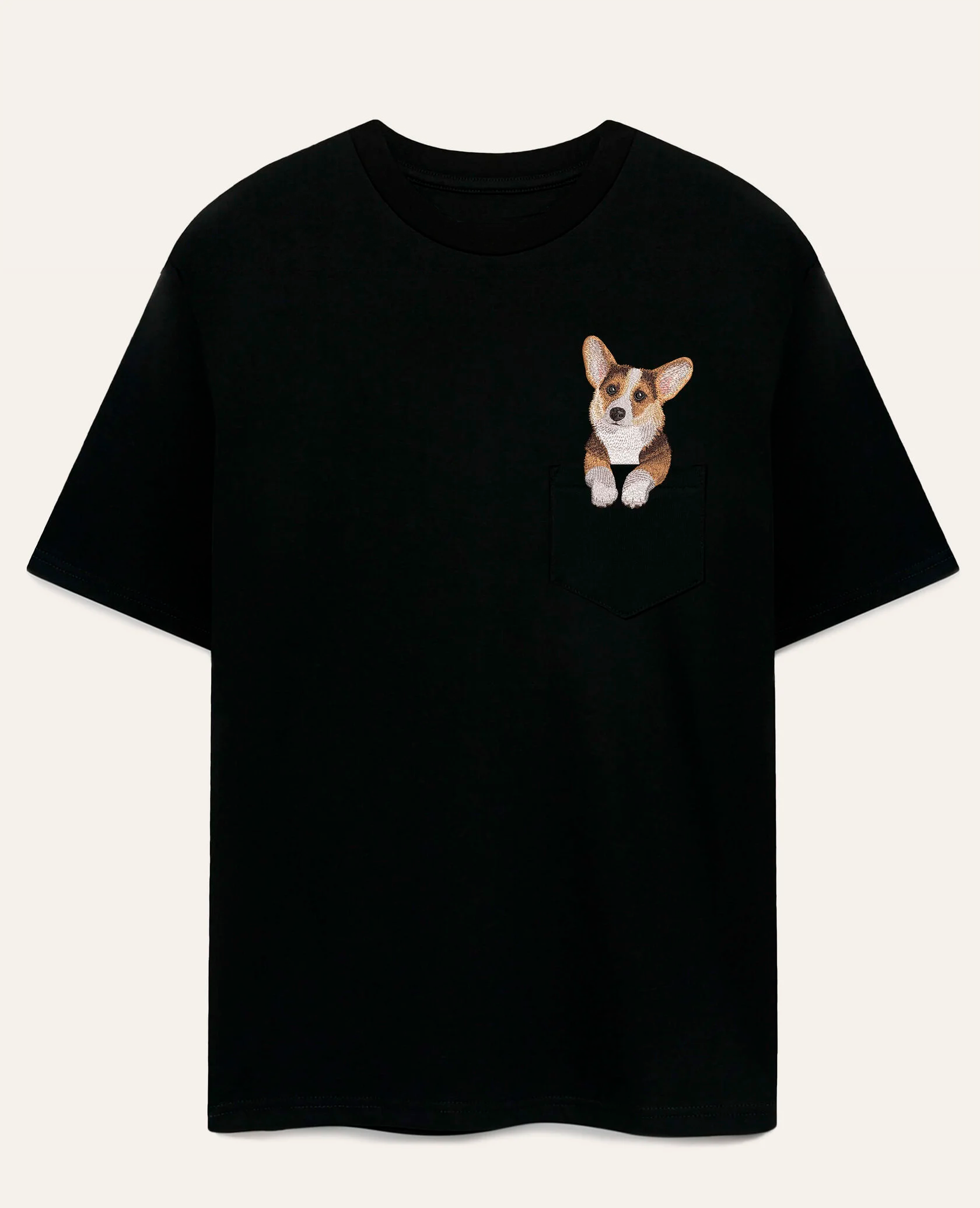 Koszulka z haftem Corgi (tricolor)