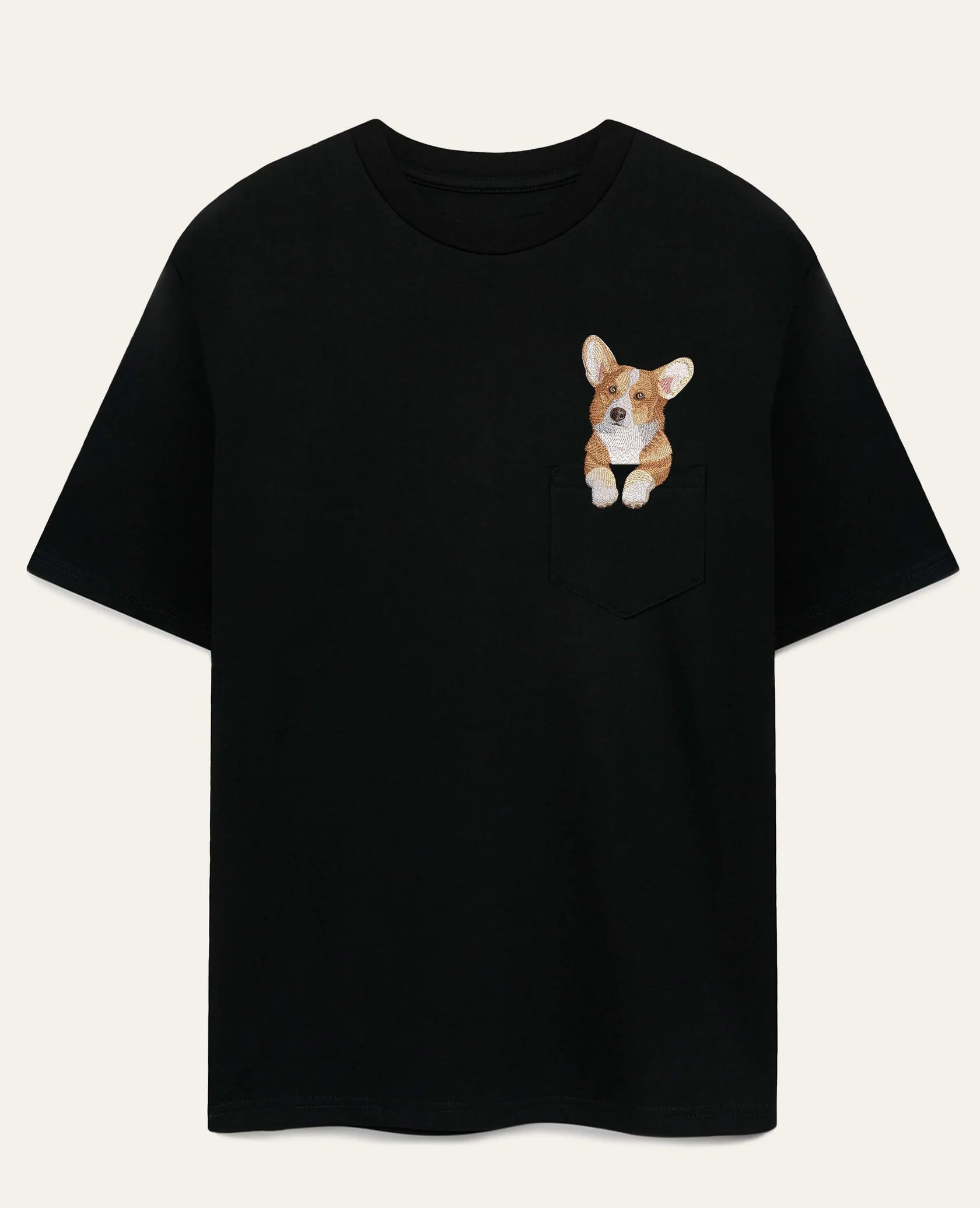 Koszulka z haftem Corgi (rudo-biały)