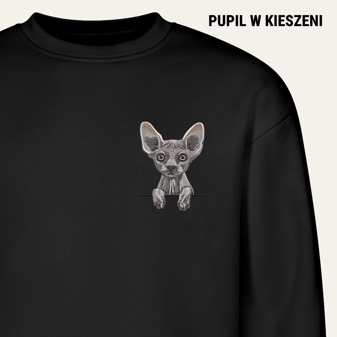 Sfinks (szary) – bluza z haftem, czarna