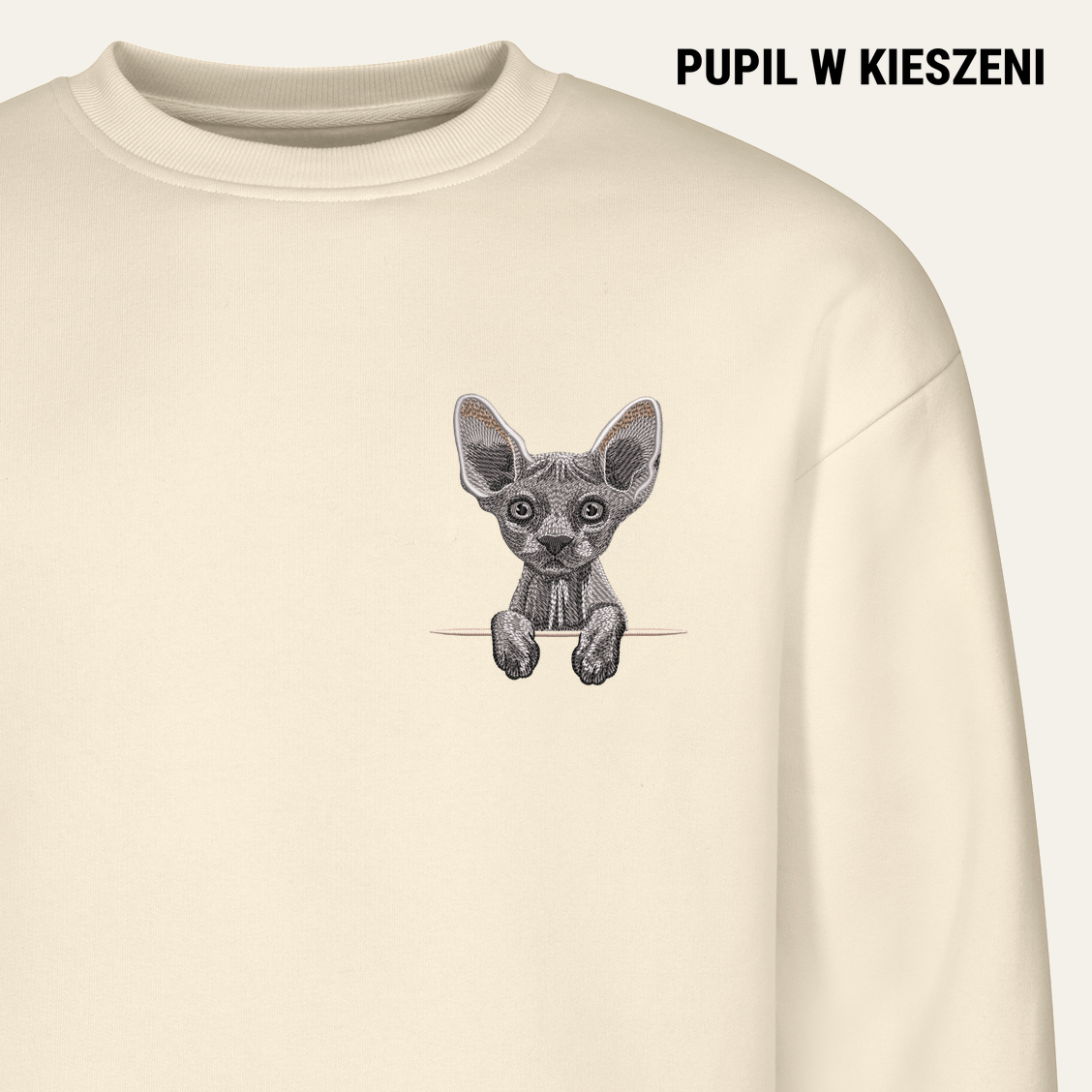 Sfinks (szary) – bluza z haftem, piaskowa