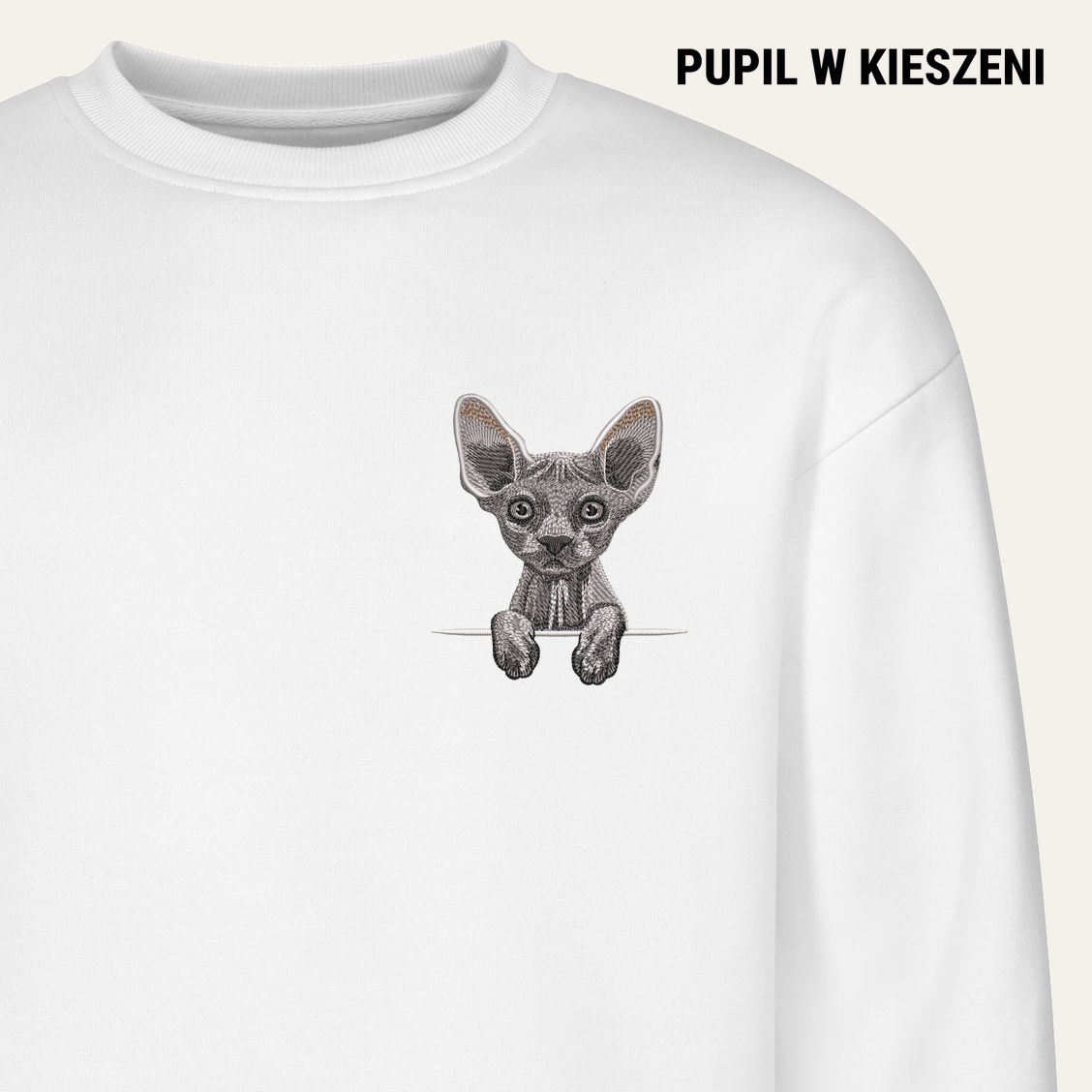 Sfinks (szary) – bluza z haftem, biała
