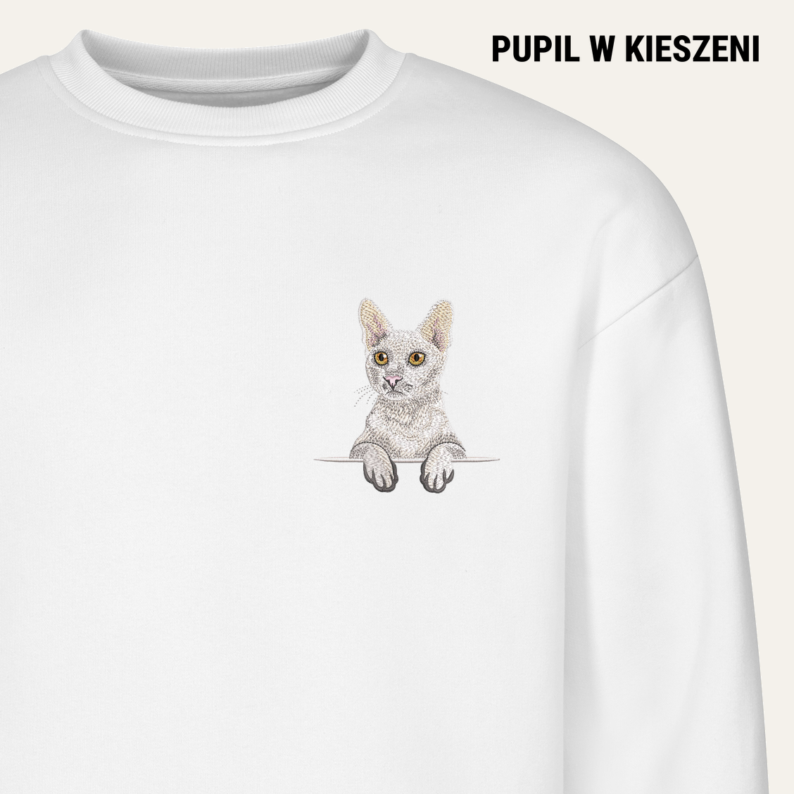 Cornish rex – bluza z haftem, biała