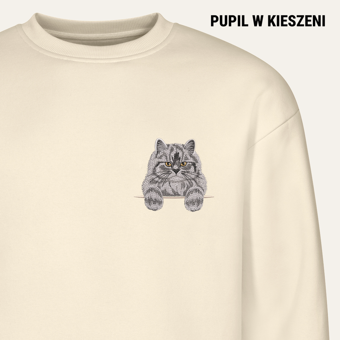 Kot perski – bluza z haftem, piaskowa