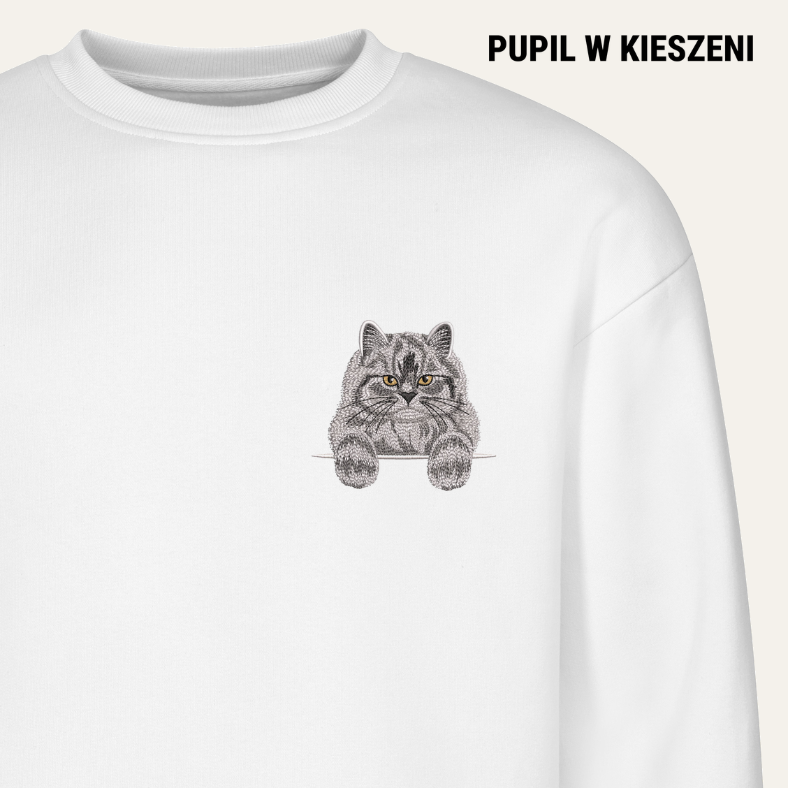 Kot perski – bluza z haftem, biała