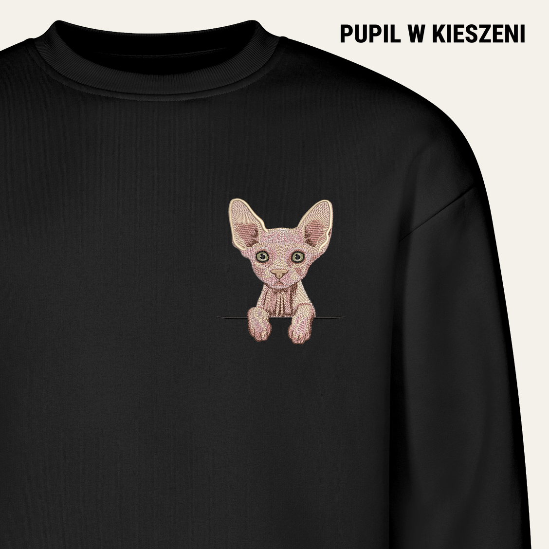 Sfinks (kremowy) – bluza z haftem, czarna