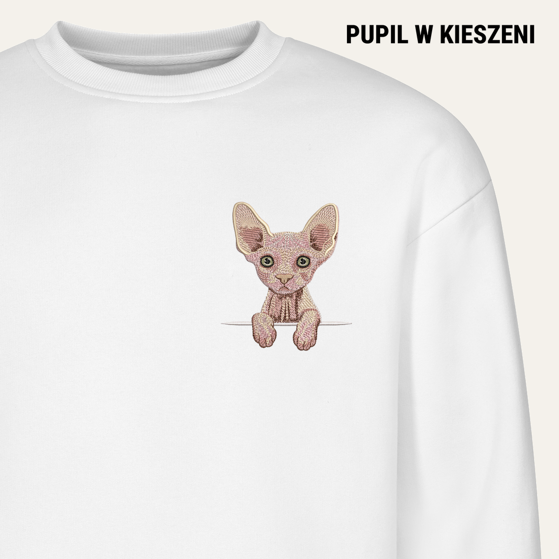 Sfinks (kremowy) – bluza z haftem, biała