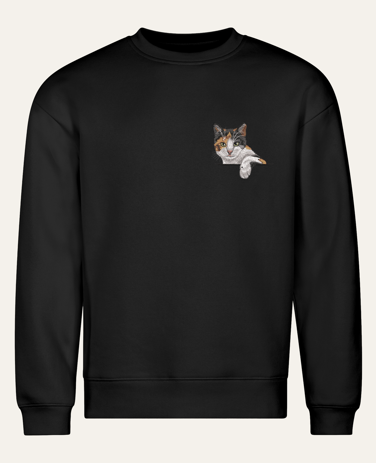 Kot trójkolorowy – bluza z haftem, czarna