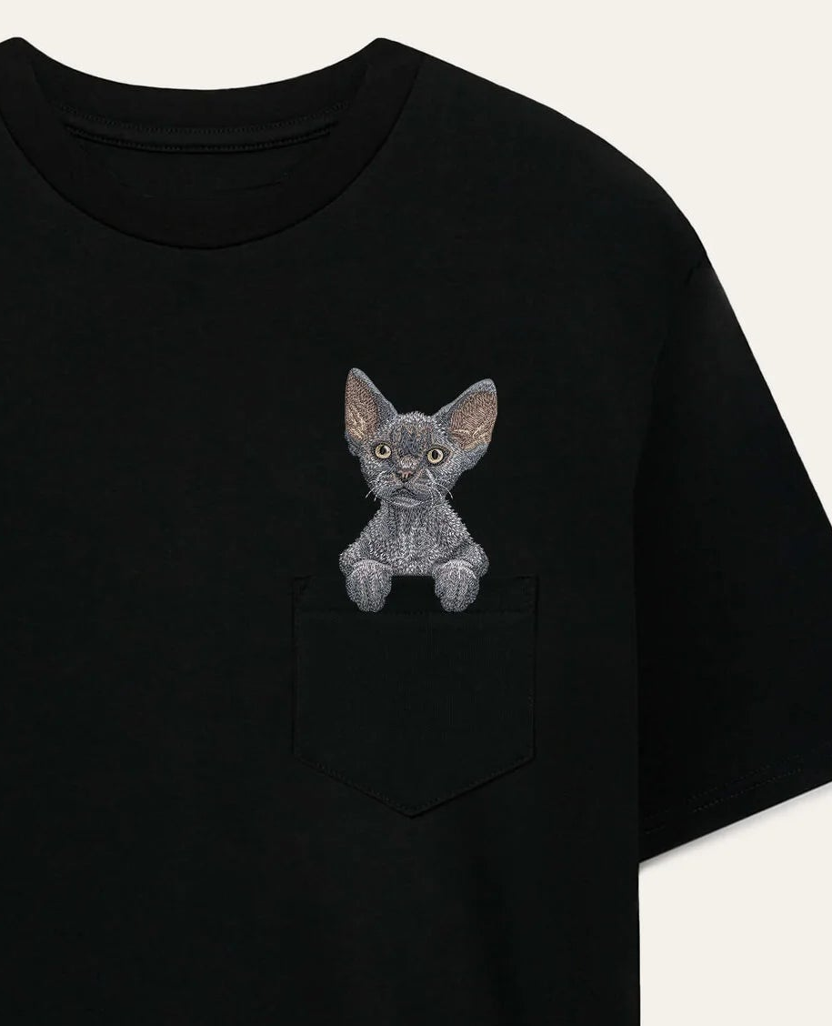 Koszulka z haftem Devon rex (szary)