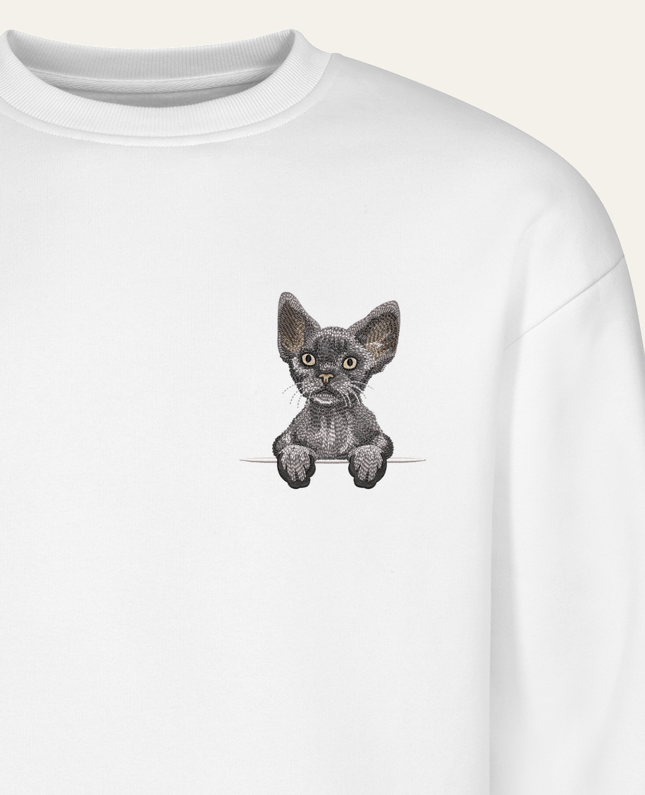 Devon rex (szary) – bluza z haftem, piaskowa