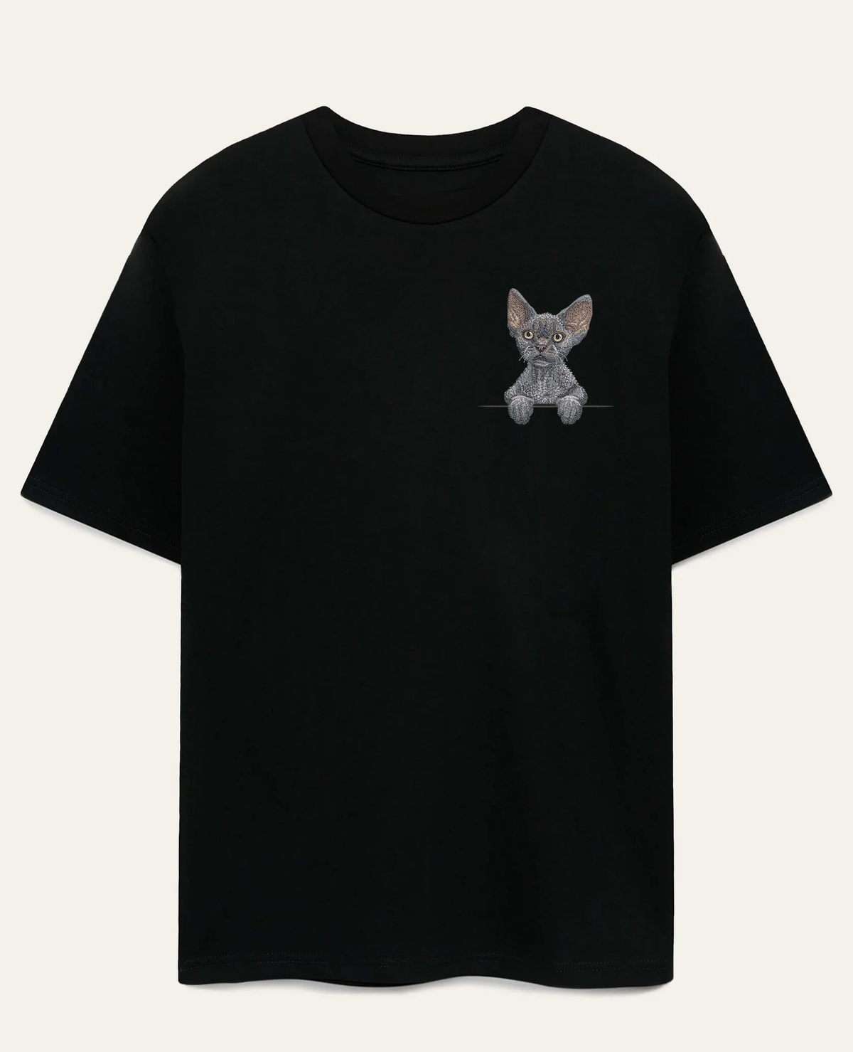 Devon rex (szary) – koszulka z haftem
