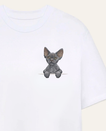 Devon rex (szary) – koszulka z haftem