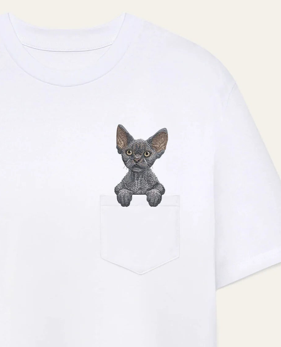 Koszulka z haftem Devon rex (szary)