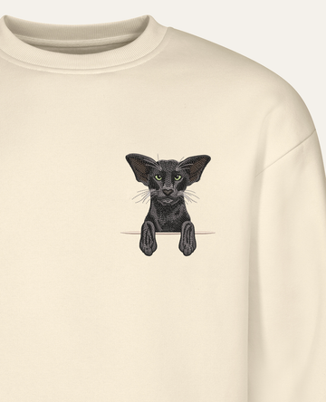 Kot orientalny (czarny) – bluza z haftem, piaskowa