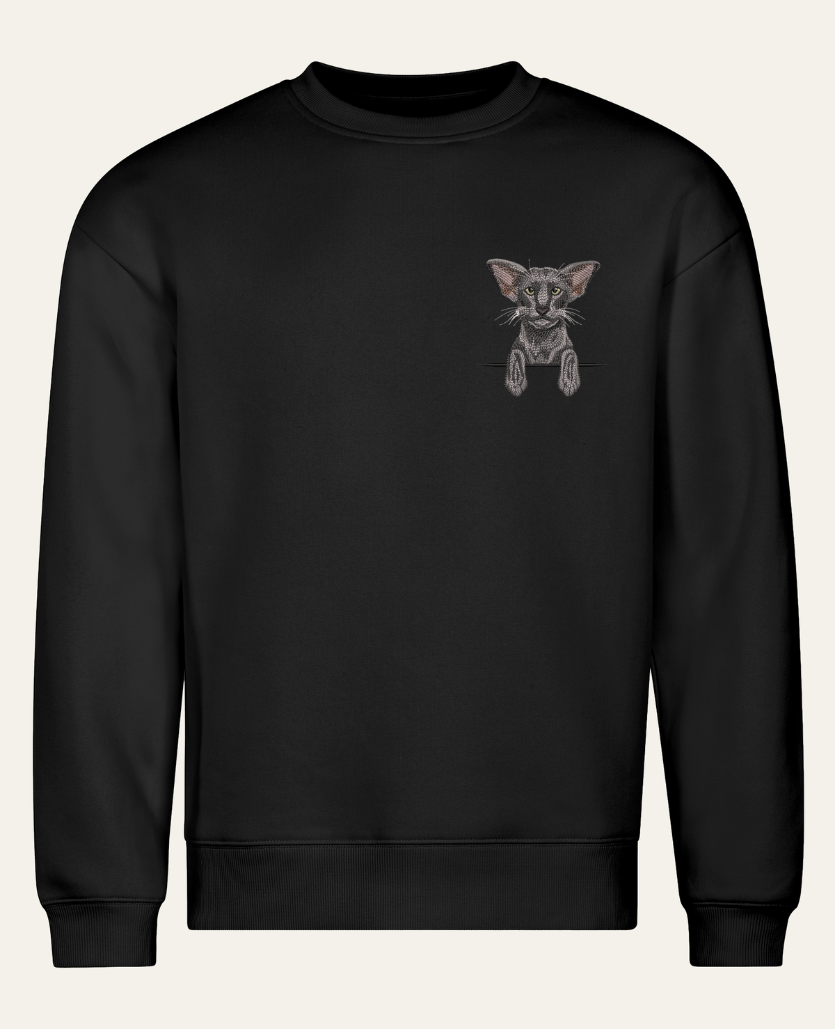 Kot orientalny (szary) – bluza z haftem, czarna