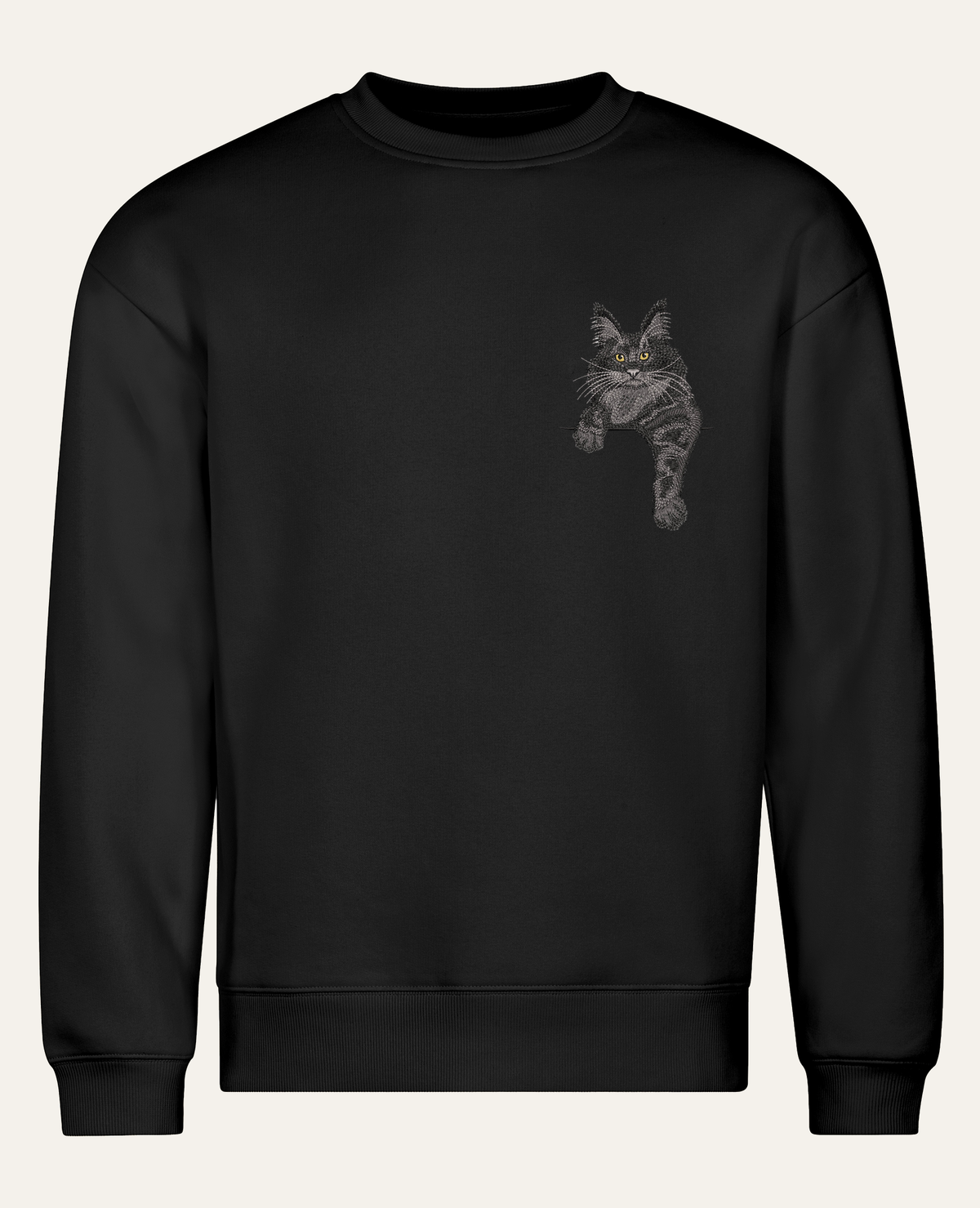 Maine coon (czarny) – bluza z haftem, czarna