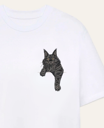 Maine coon (czarny) – koszulka z haftem