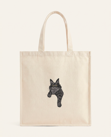 Maine coon (czarny) – torba z haftem, piaskowa