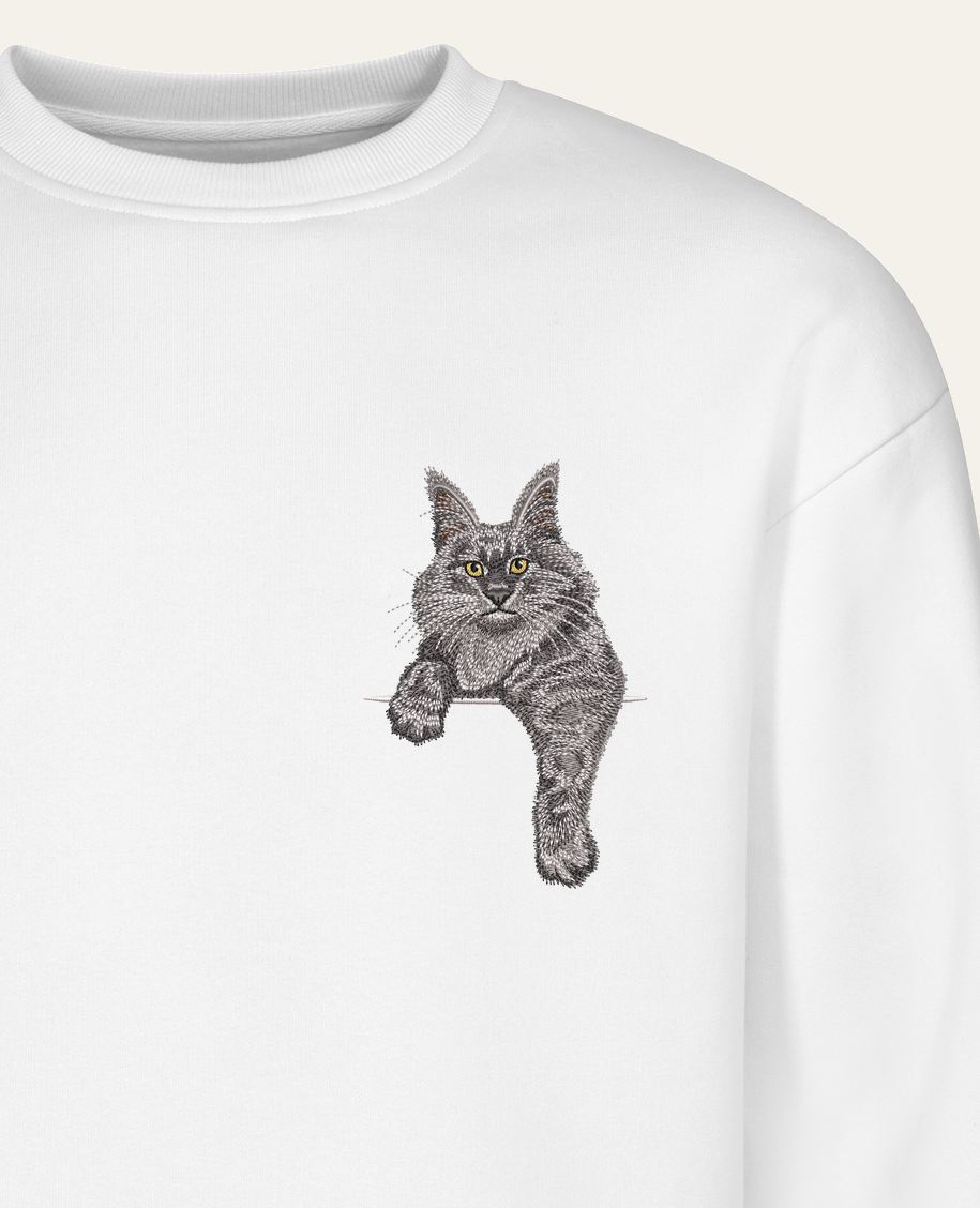 Maine coon (szary) – bluza z haftem, piaskowa