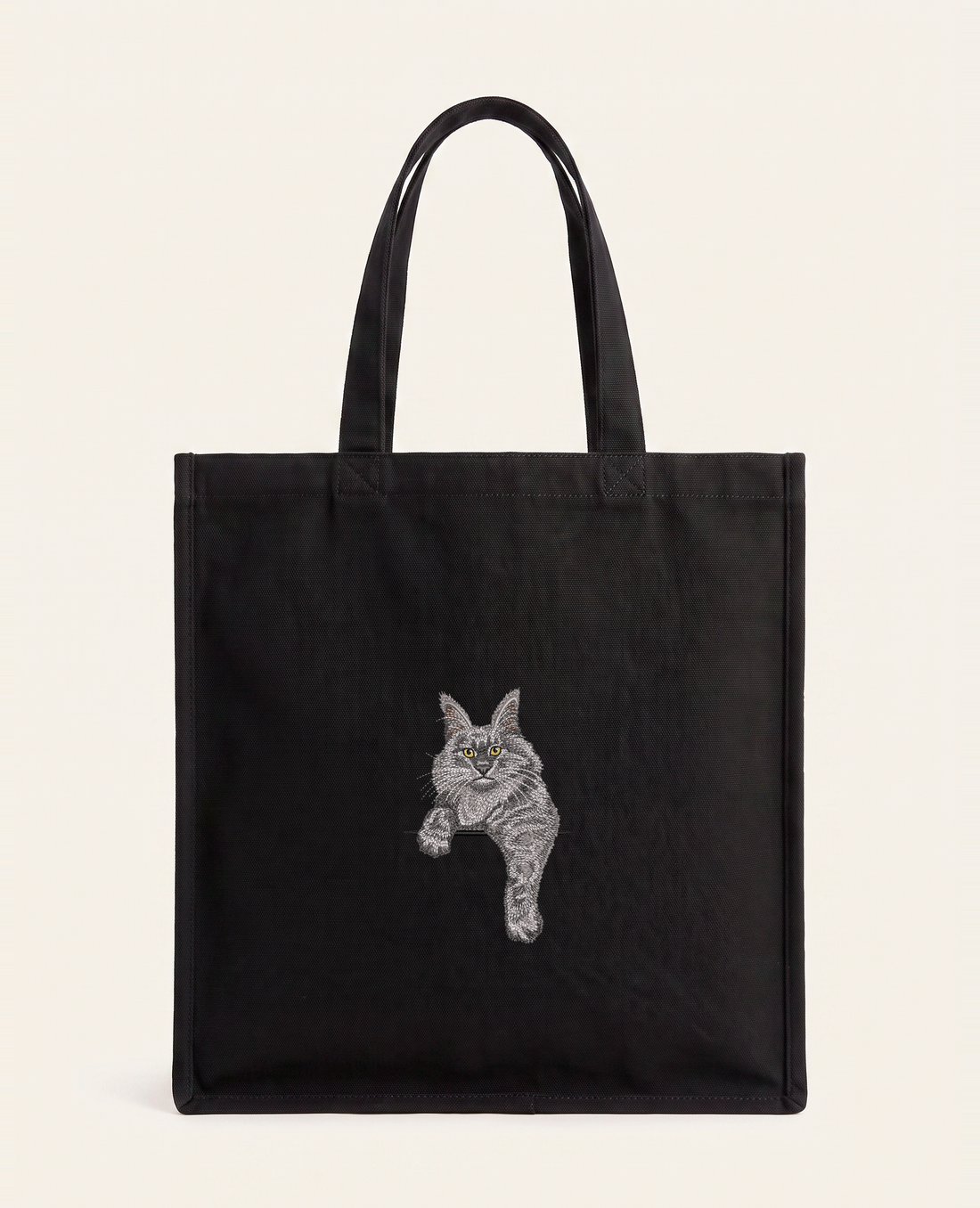 Maine coon (szary) – torba z haftem, piaskowa