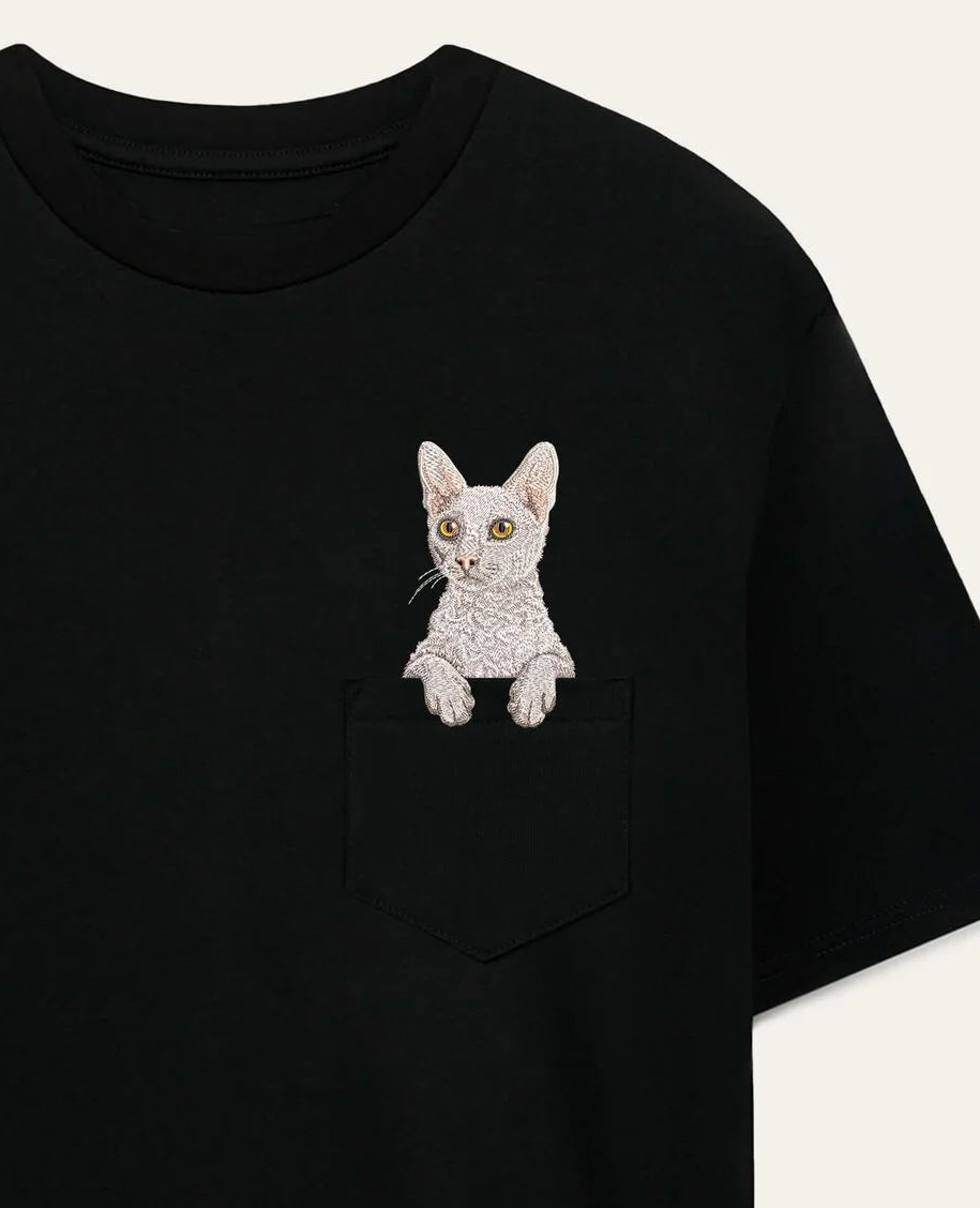 Koszulka z haftem Cornish rex