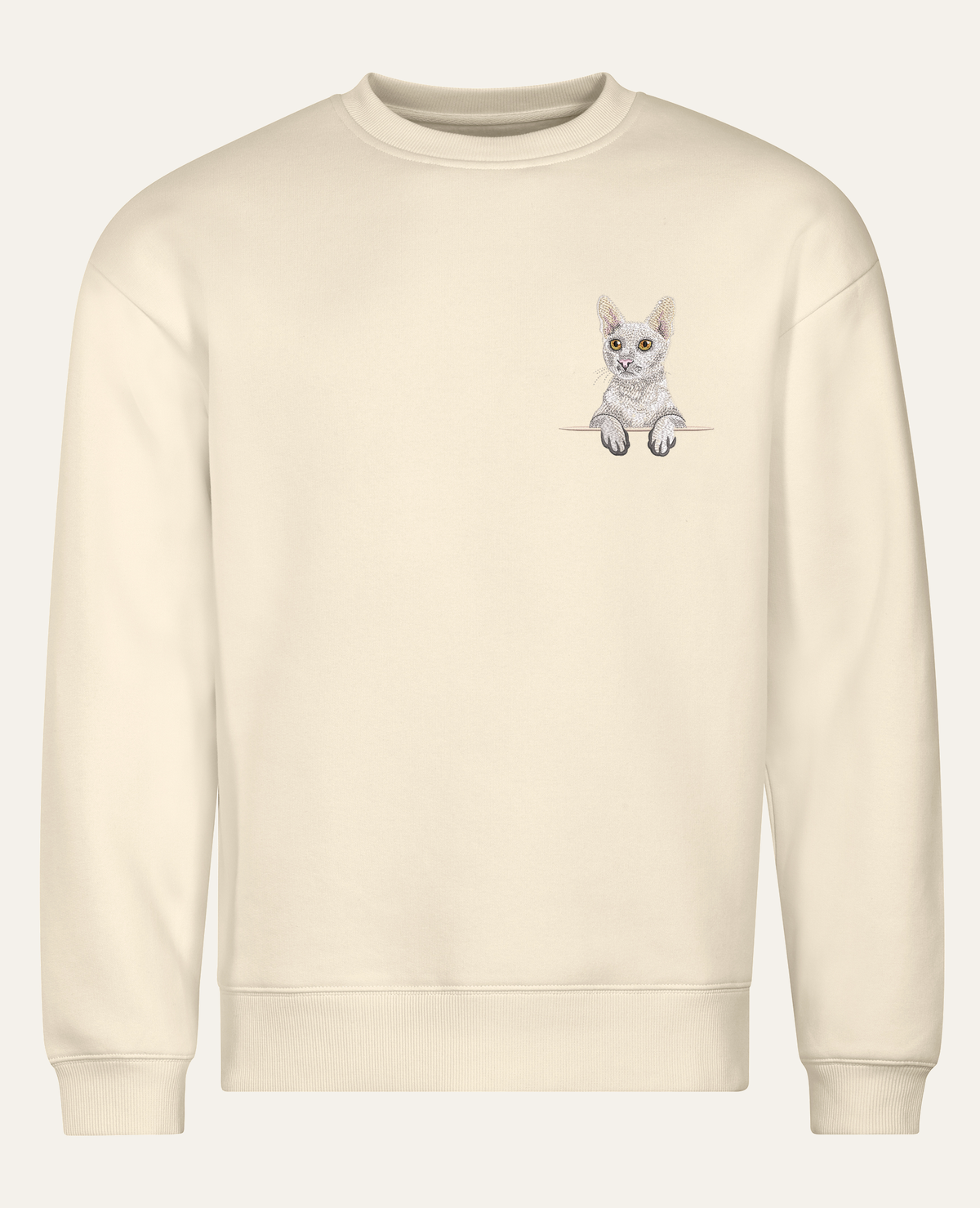 Cornish rex – bluza z haftem, piaskowa