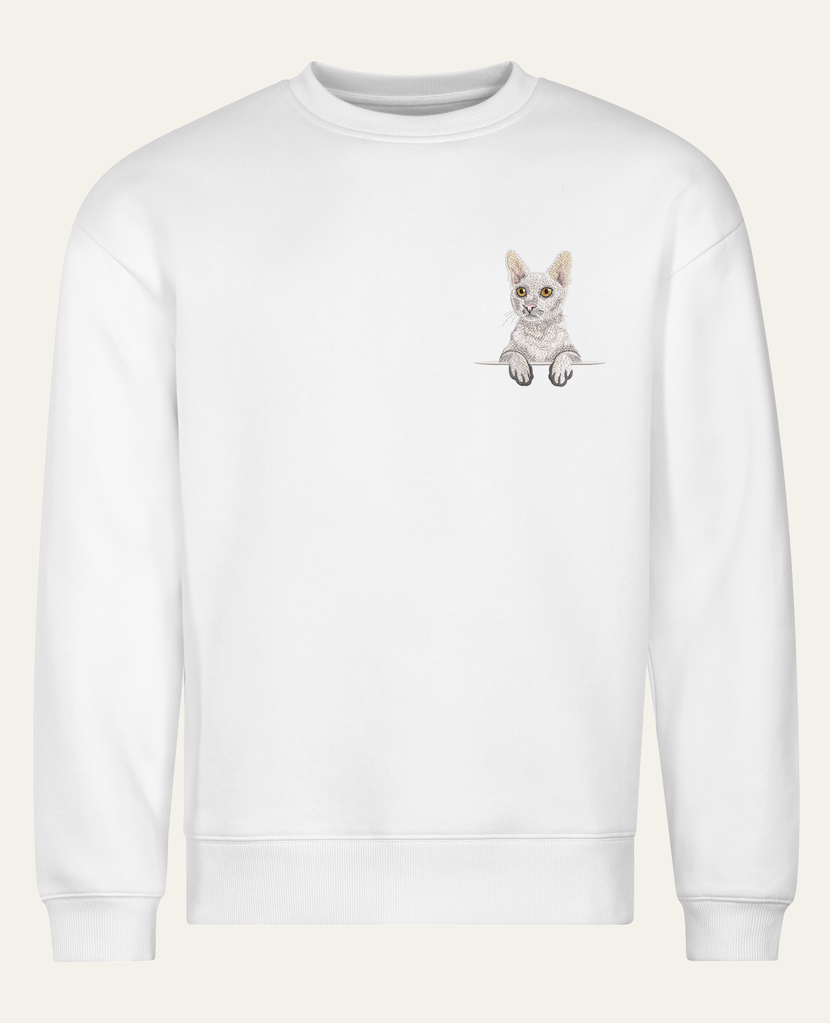 Cornish rex – bluza z haftem, biała