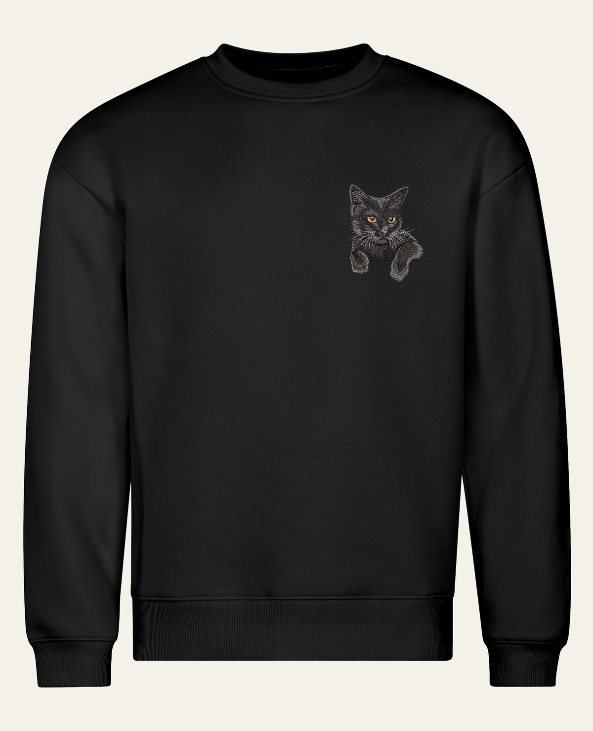 Czarny kotek – bluza z haftem, czarna