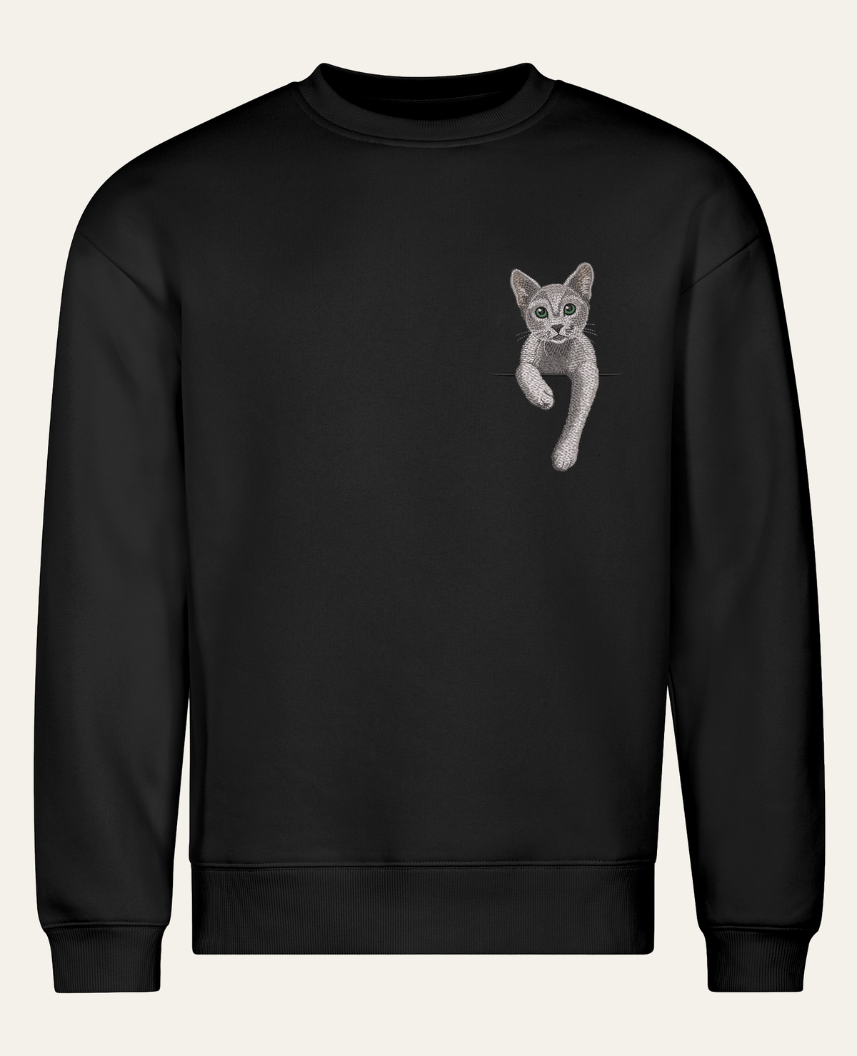 Kot rosyjski niebieski – bluza z haftem, czarna