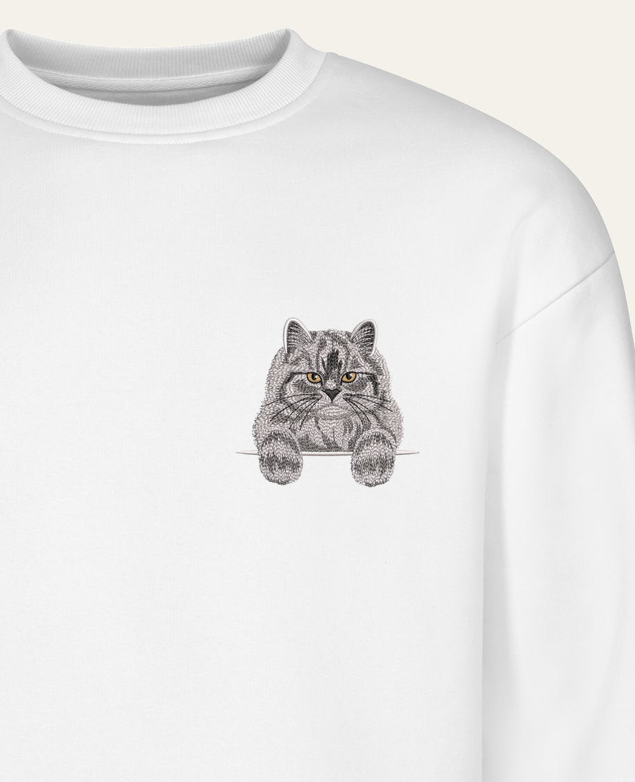 Kot perski – bluza z haftem, biała
