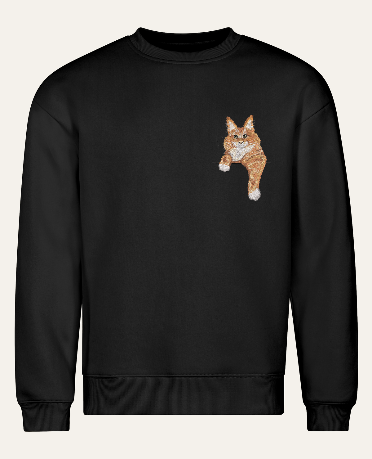 Maine coon (rudy) – bluza z haftem, czarna