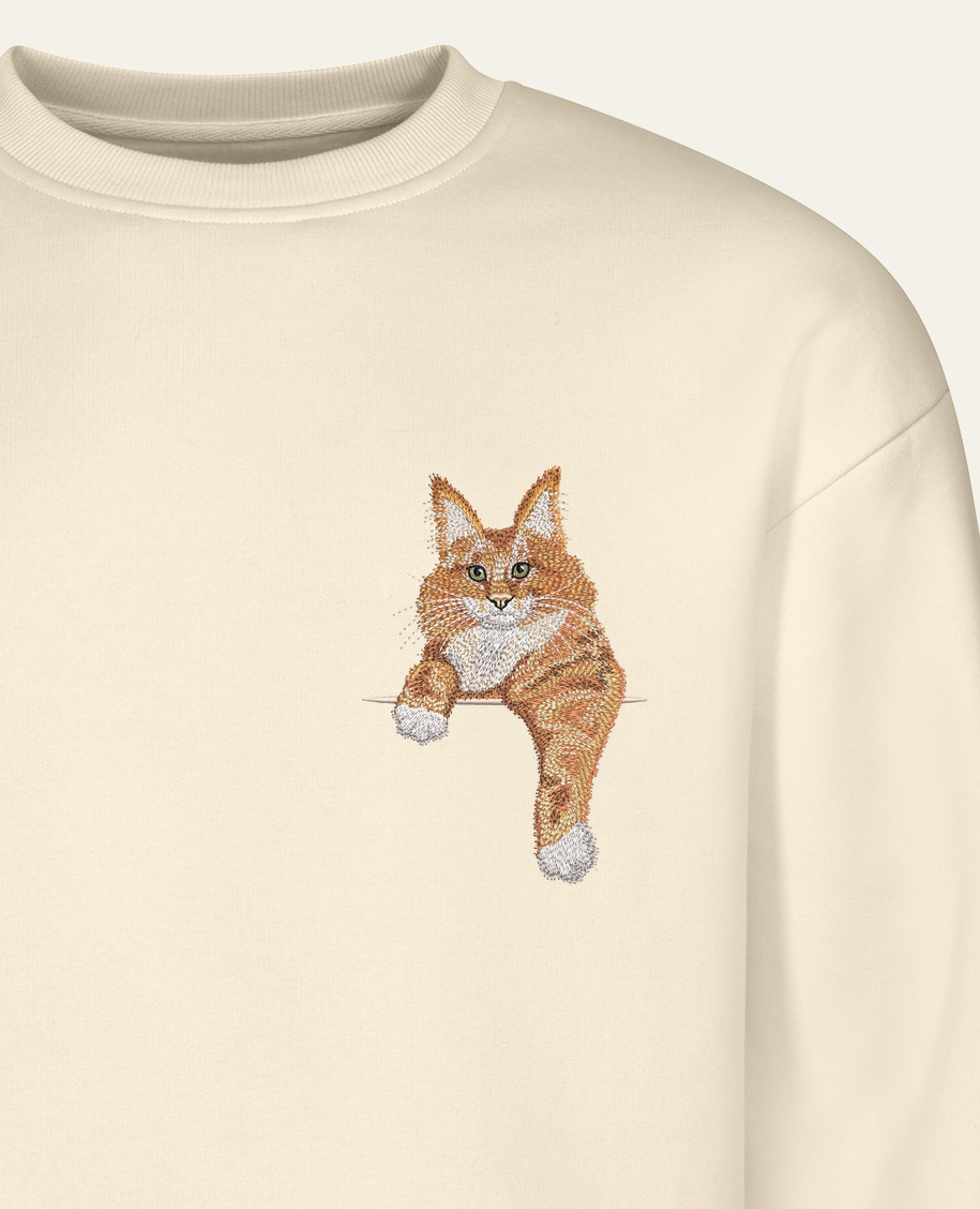 Maine coon (rudy) – bluza z haftem, piaskowa