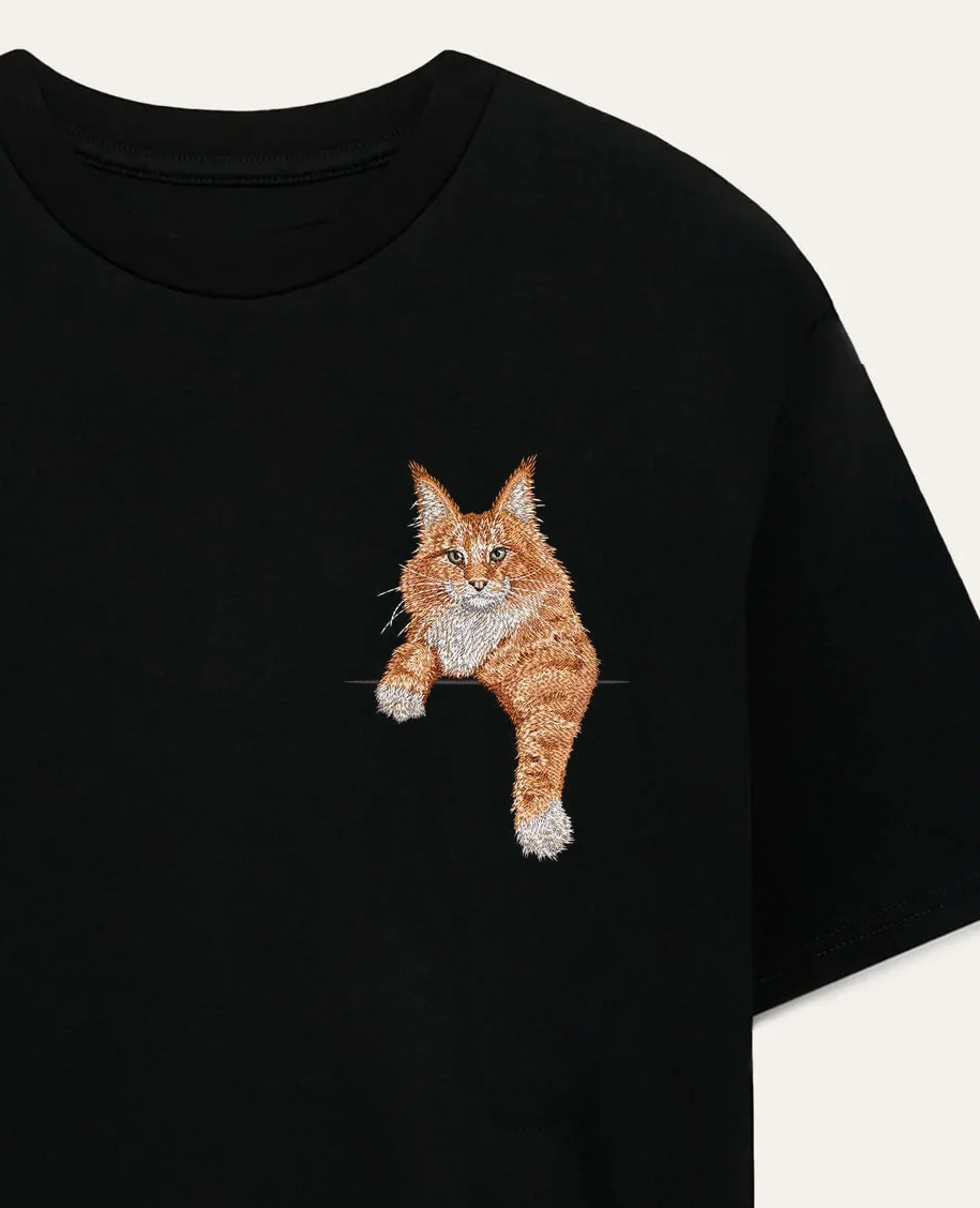Maine coon (rudy) – koszulka z haftem
