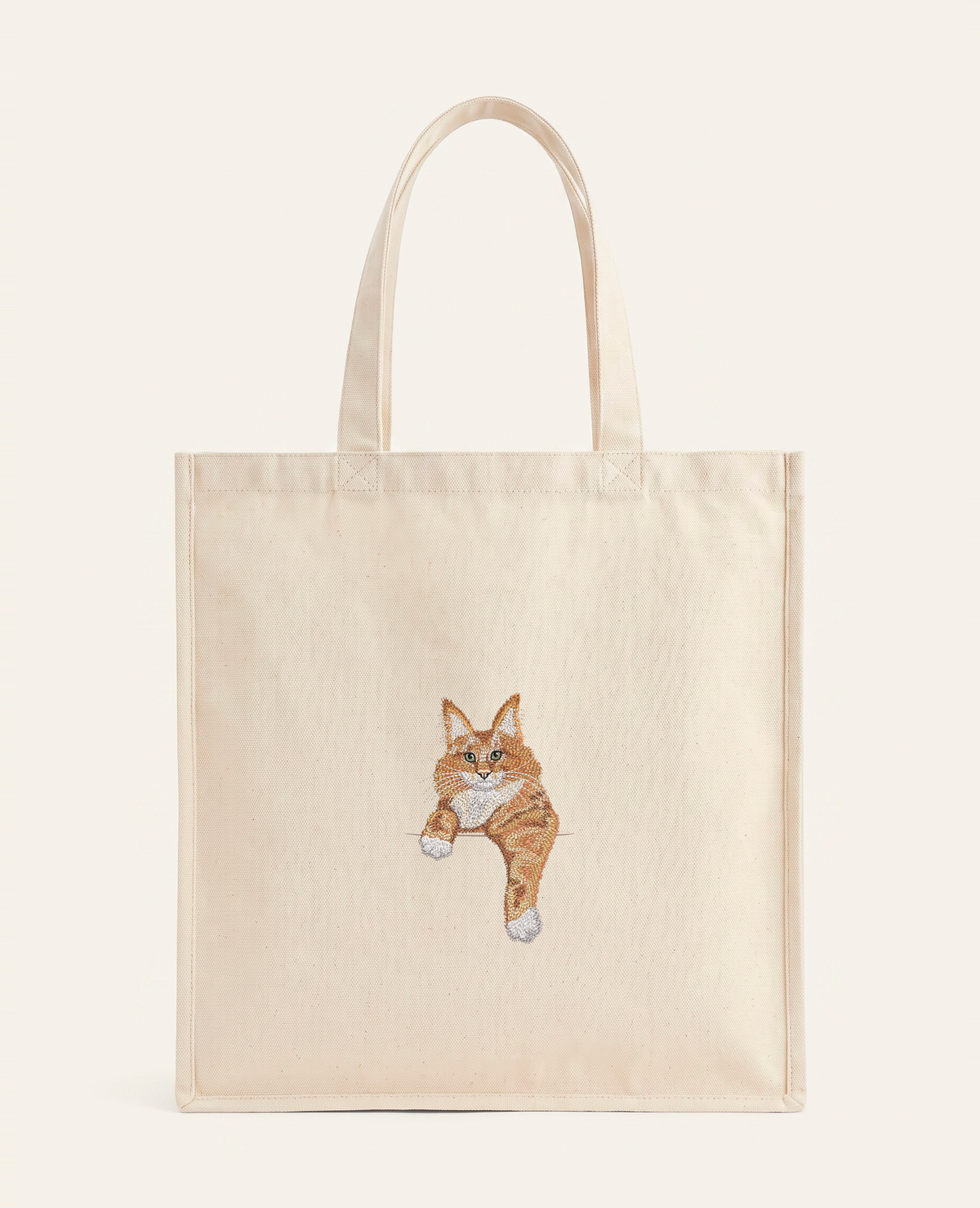 Maine coon (rudy) – torba z haftem, piaskowa
