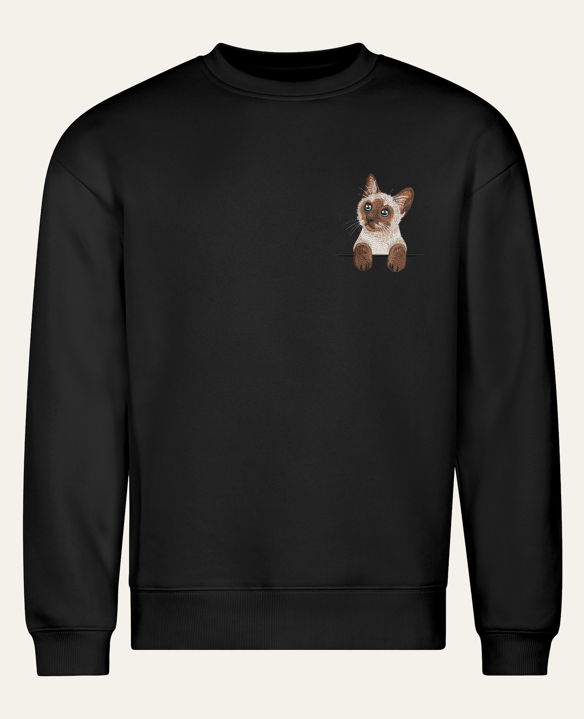 Kot syjamski – bluza z haftem, czarna