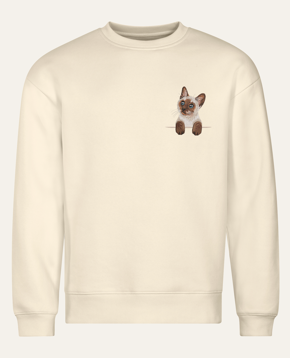 Kot syjamski – bluza z haftem, piaskowa