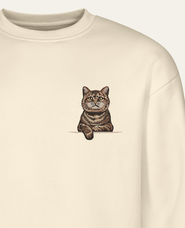 Kot szkocki (tabby) (brązowy) – bluza z haftem, piaskowa
