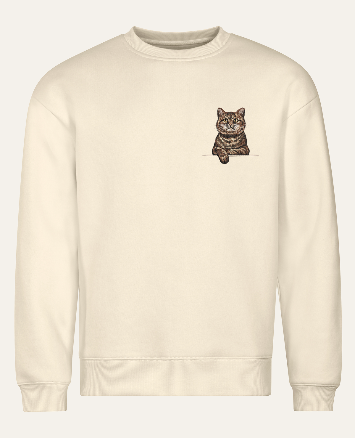 Kot szkocki (tabby) (brązowy) – bluza z haftem, piaskowa